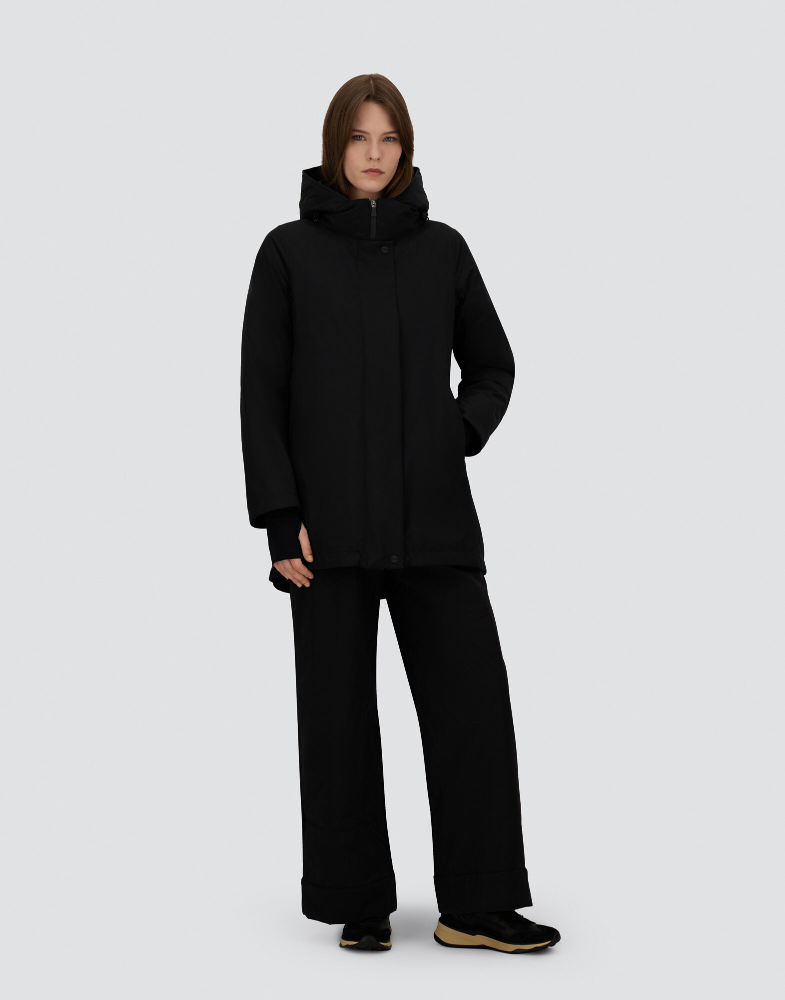 HOODED A-SHAPE JACKET IN 2-LAYER WINDSTOPPER
