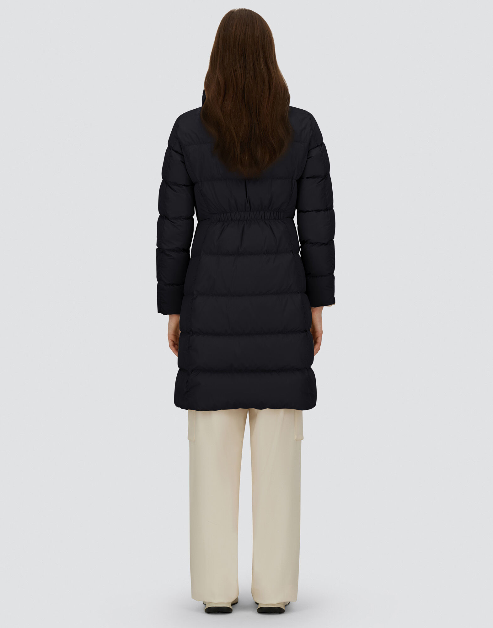 LONG JACKET IN SATIN AND LADY ALTERNATIVE FUR