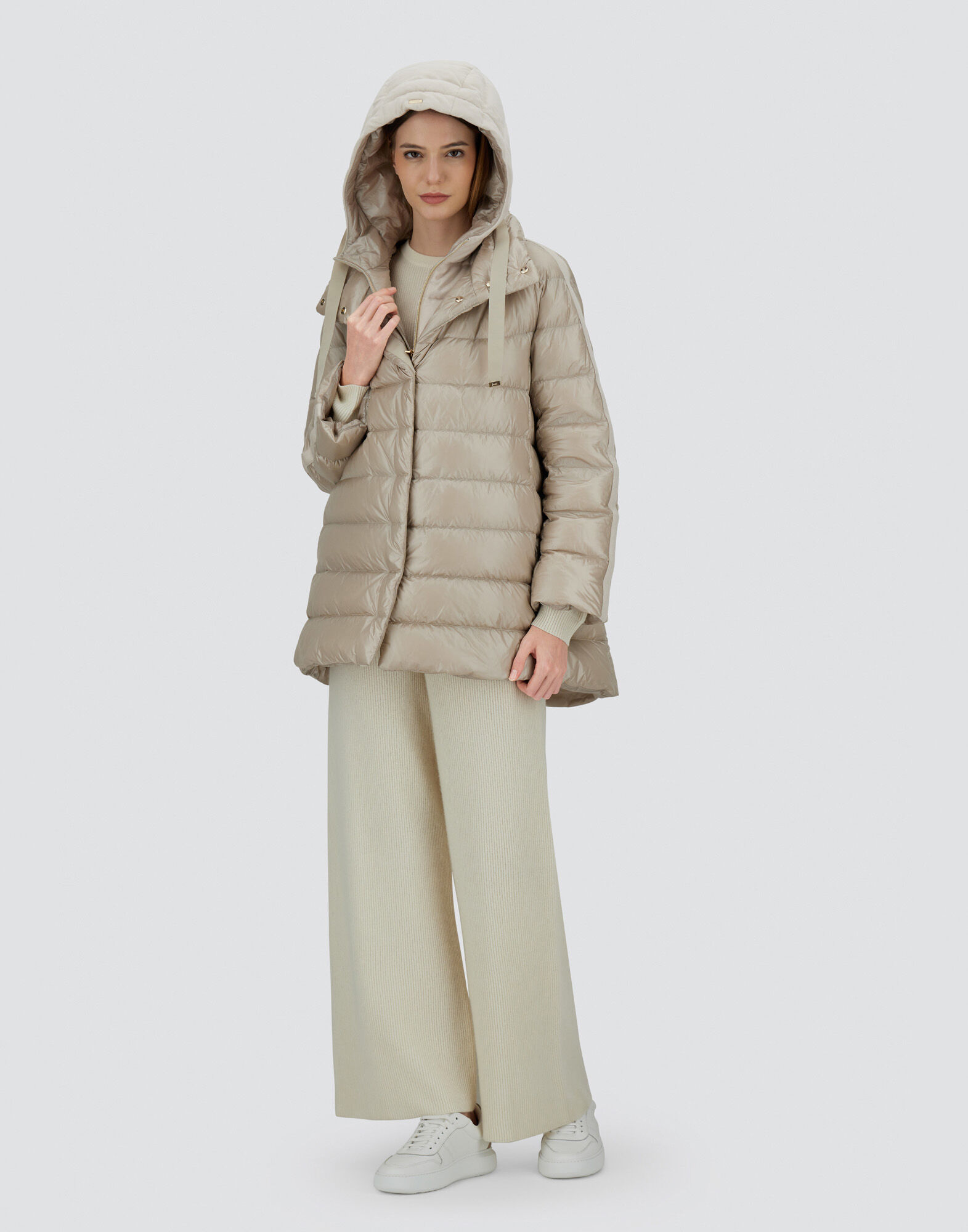 A-SHAPE JACKET IN NYLON ULTRALIGHT, CASHMERE AND SILK
