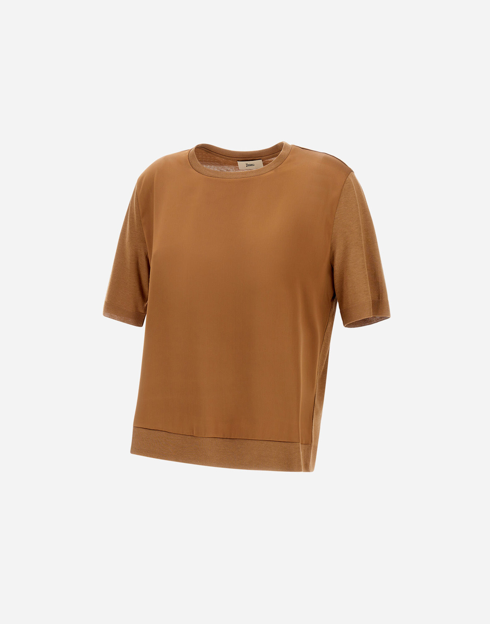 T-SHIRT IN GLAM KNIT EFFECT AND SATIN