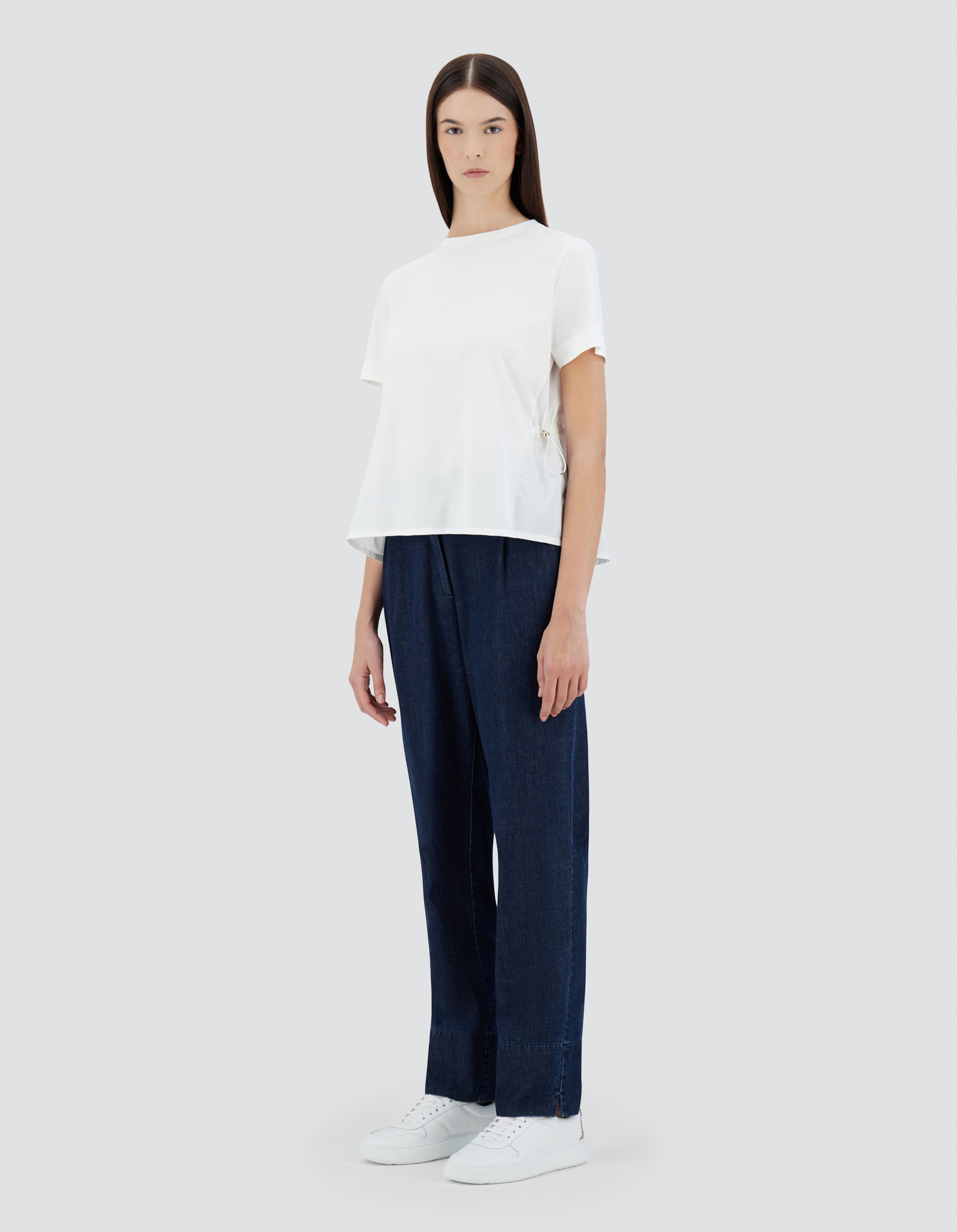 T-SHIRT IN CHIC COTTON JERSEY AND NEW TECHNO TAFFETA