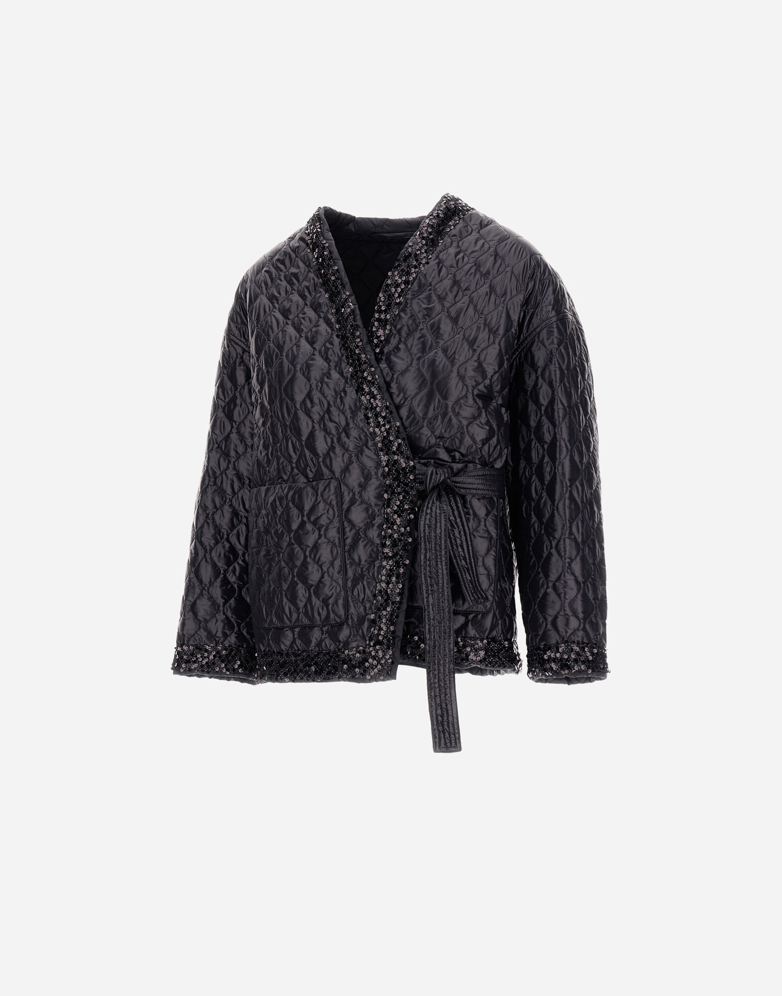 JACKET IN NYLON ULTRALIGHT, MATT NYLON AND SEQUIN MESH