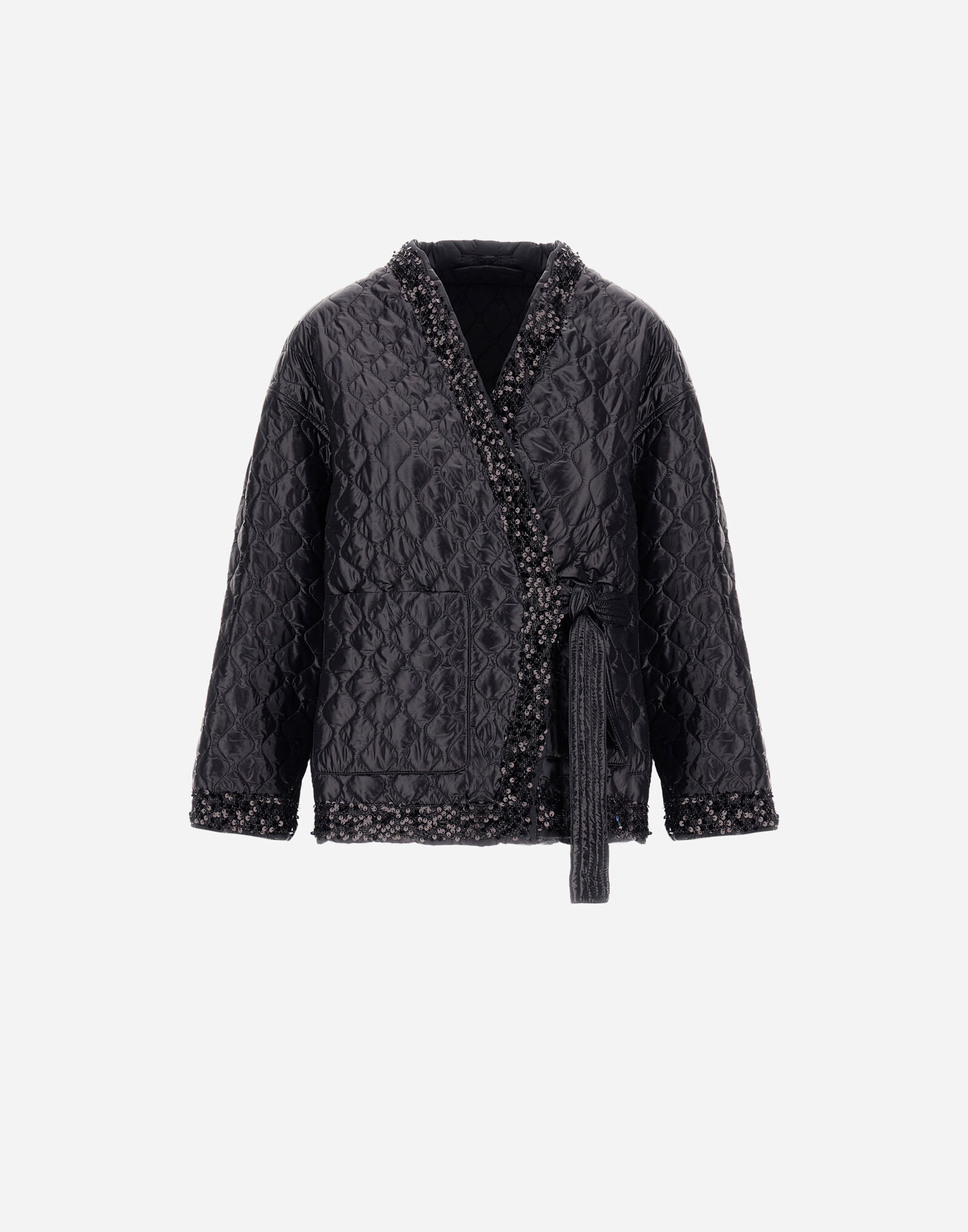 JACKET IN NYLON ULTRALIGHT, MATT NYLON AND SEQUIN MESH
