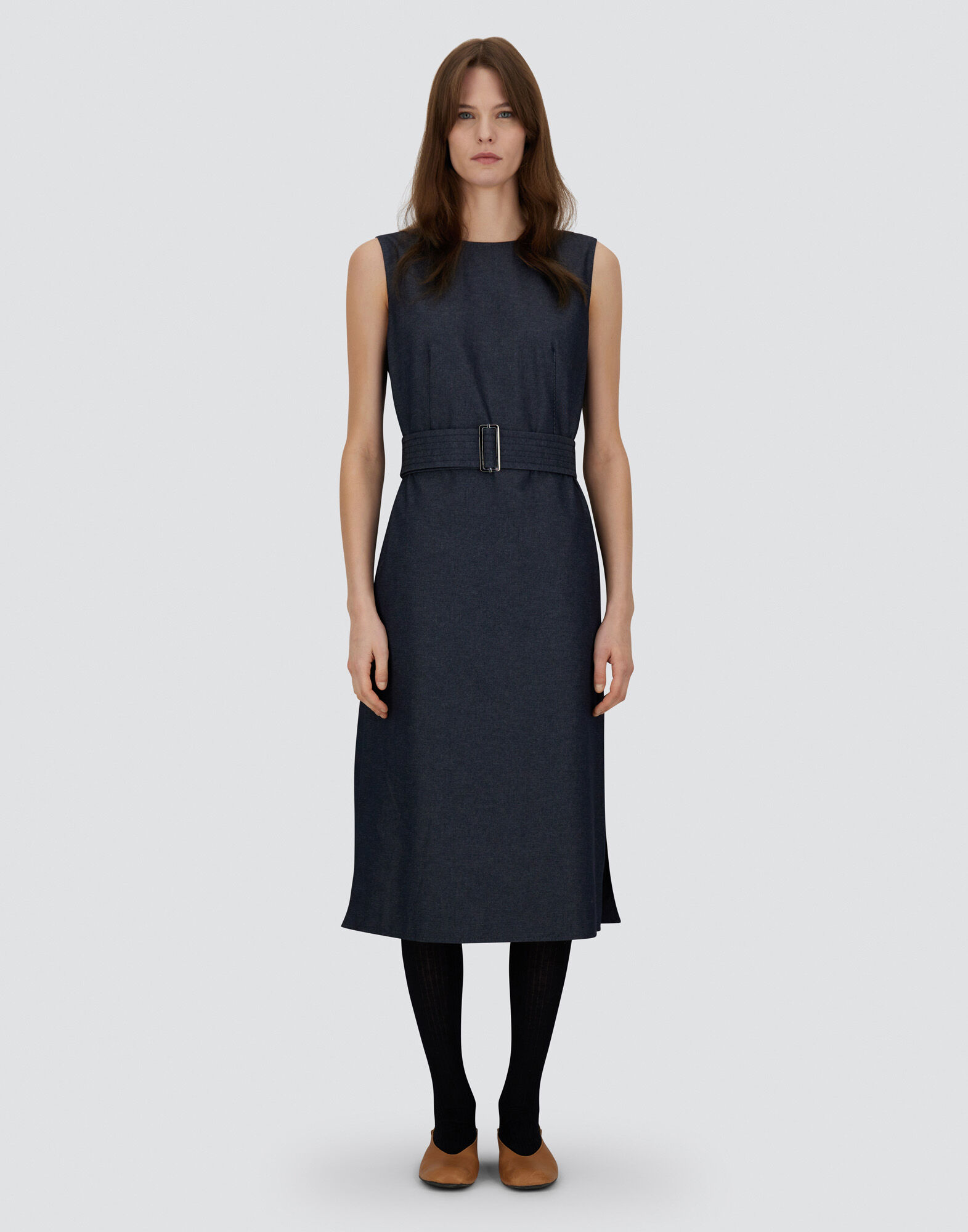DENIM-EFFECT COTTON DRESS