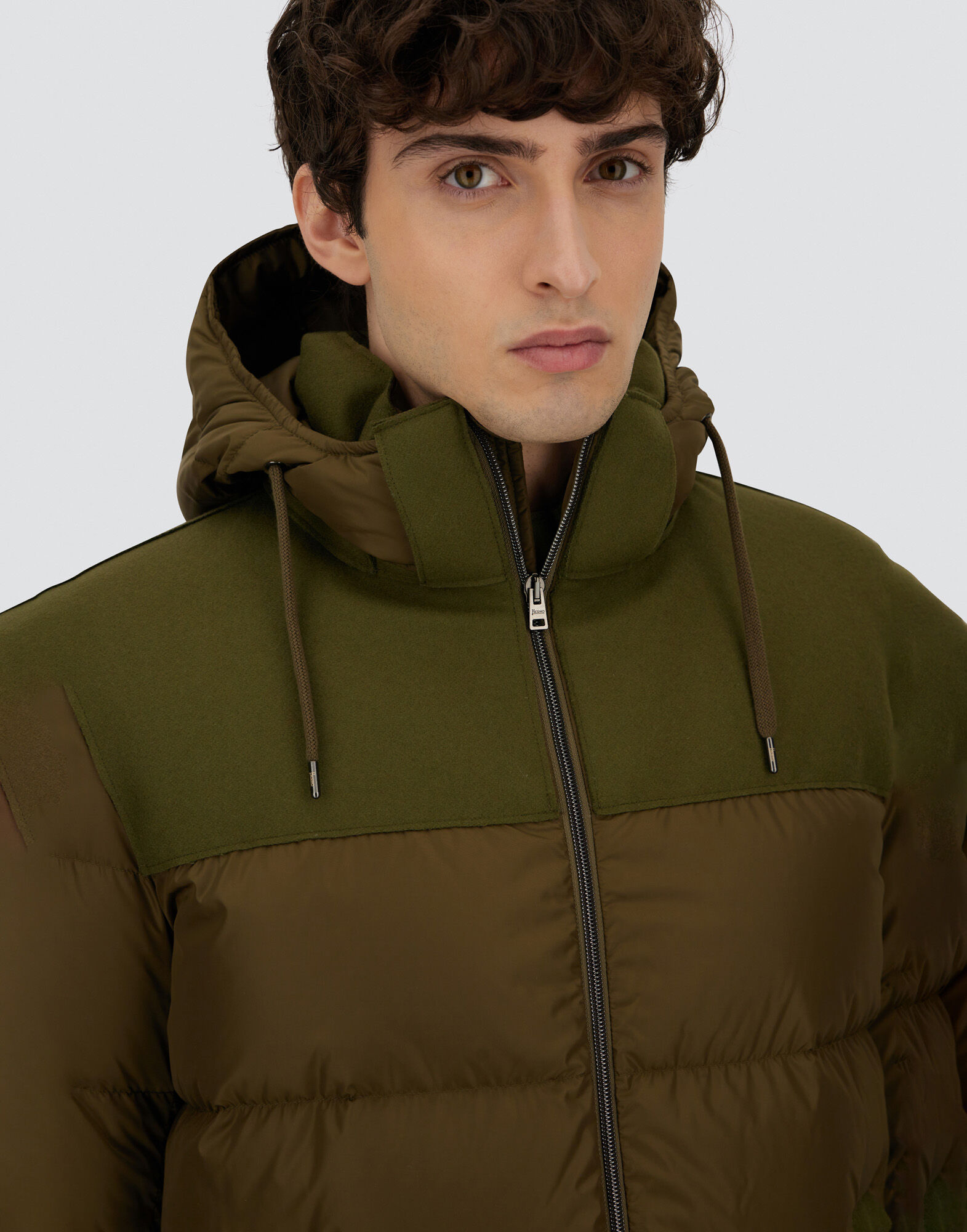 LONG JACKET IN NYLON CHAMONIX AND PURE WOOL CLOTH