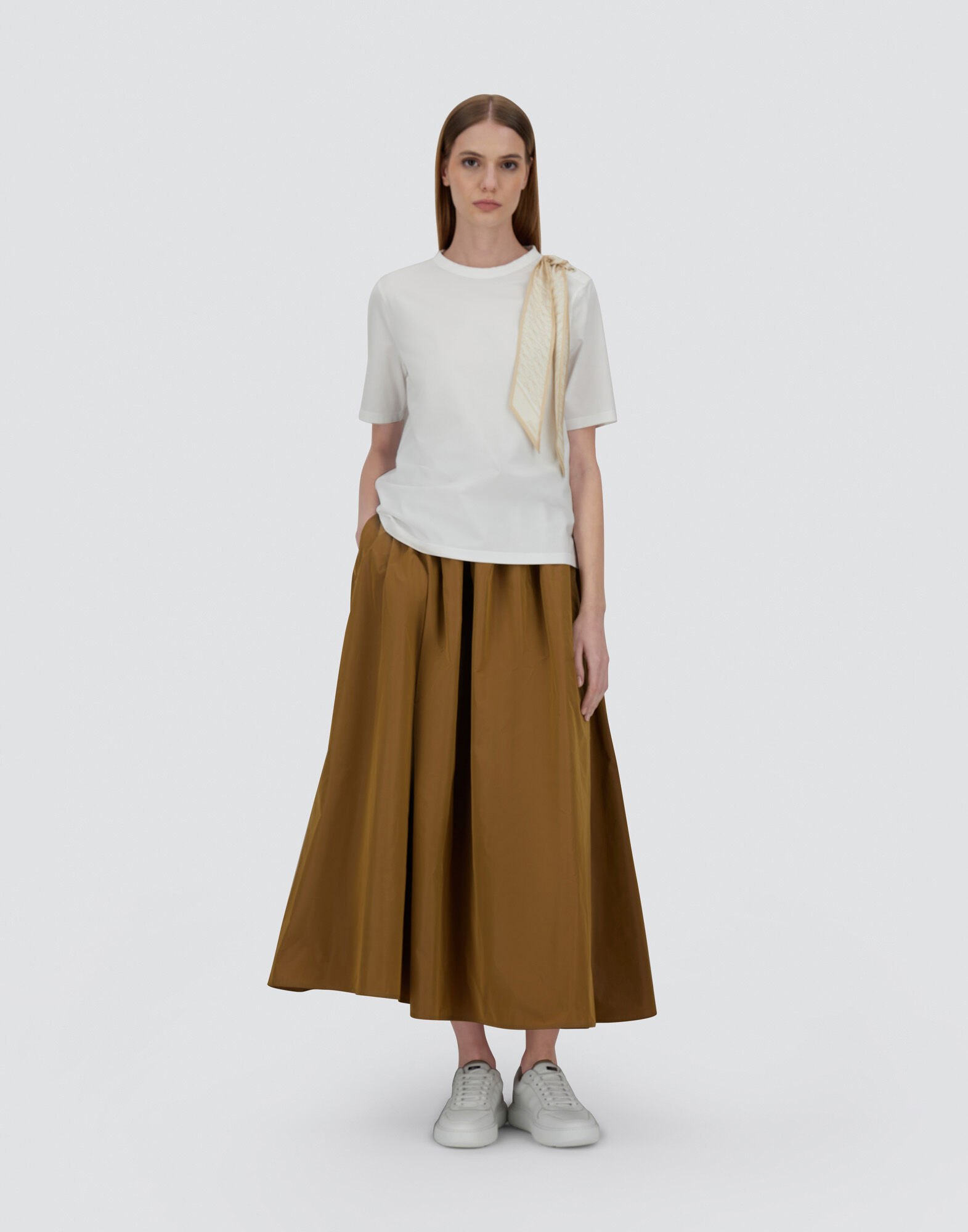 T-SHIRT IN SUPERFINE COTTON STRETCH AND FOULARD