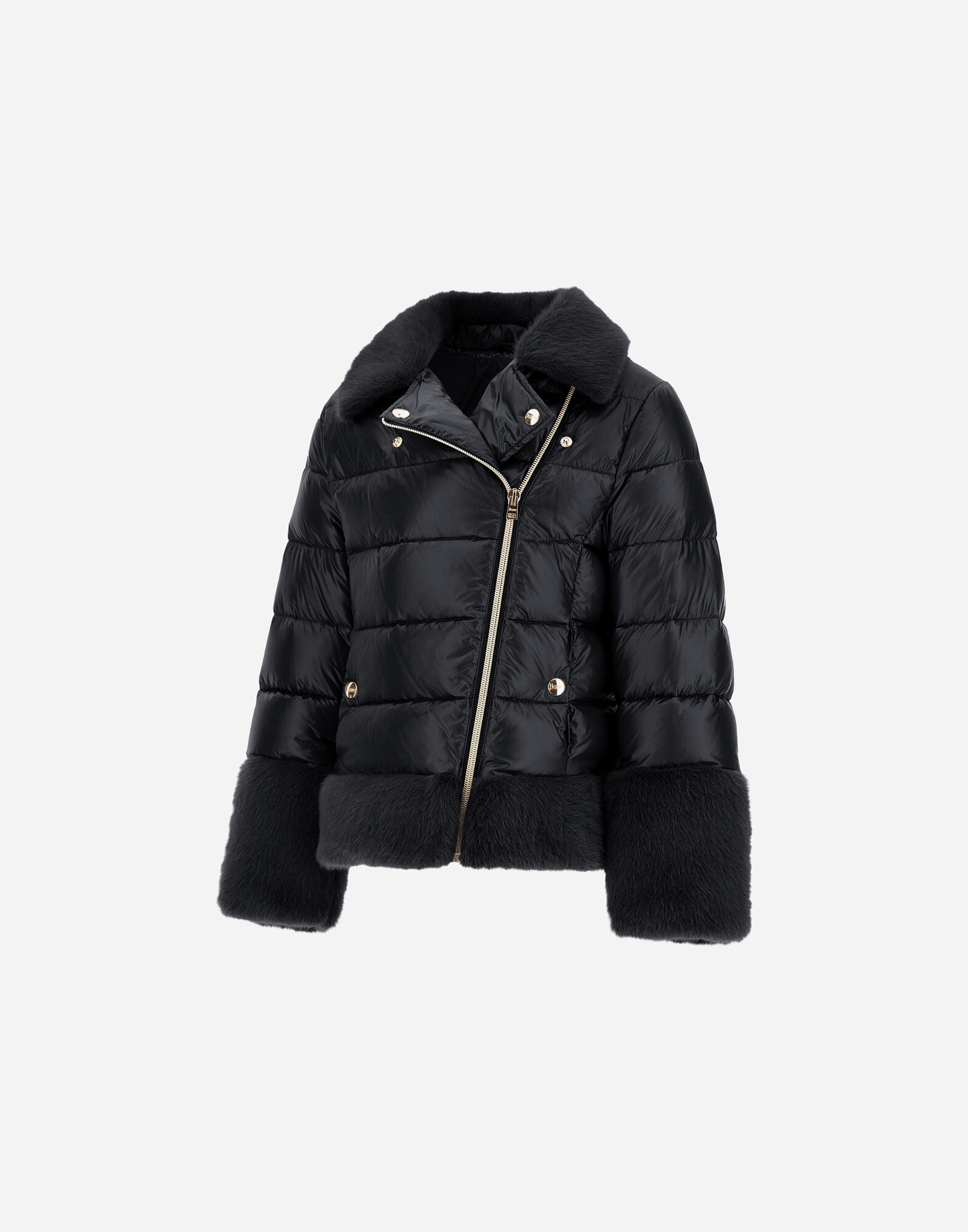 BIKER JACKET IN NYLON ULTRALIGHT AND LADY ALTERNATIVE FUR