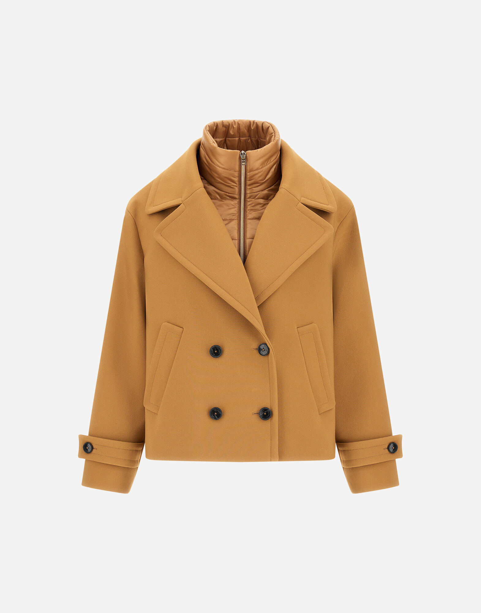 PEA COAT IN 2-LAYER SCUBA AND NYLON ULTRALIGHT