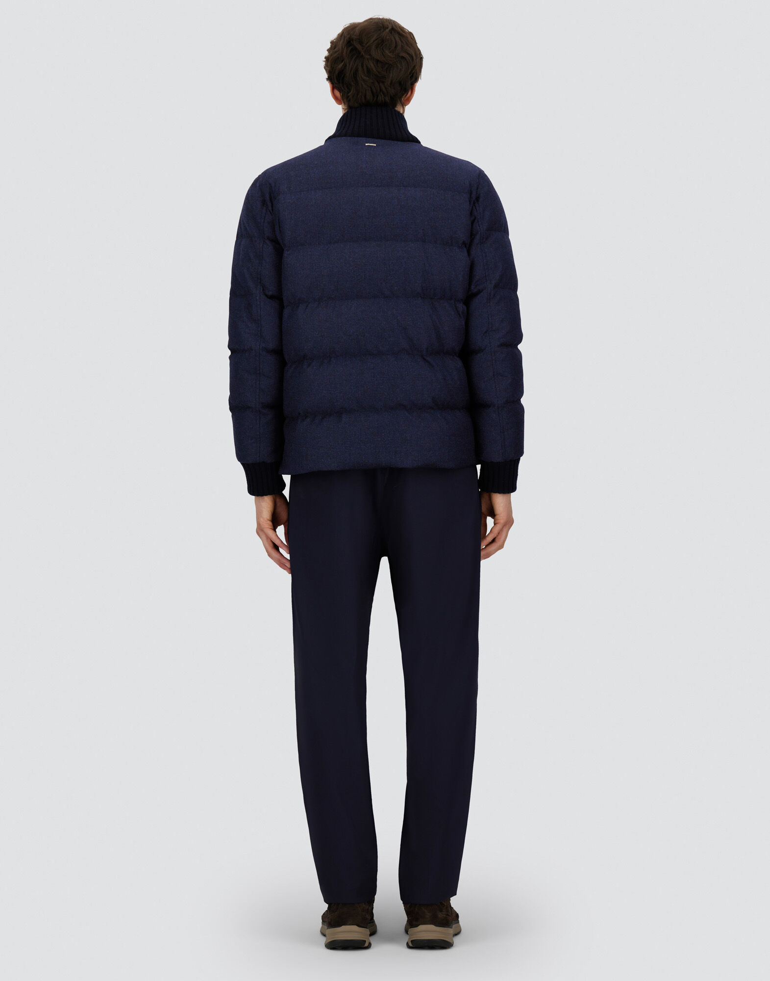 BOMBER IN GLEN CHECK WOOL AND CASHMERE