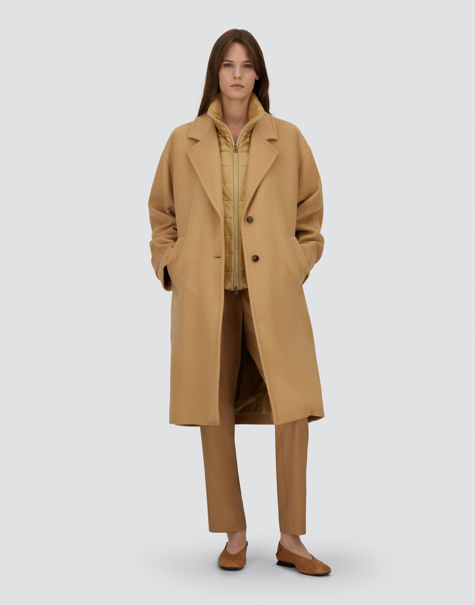COAT IN VELOUR WOOL CLOTH AND NYLON ULTRALIGHT