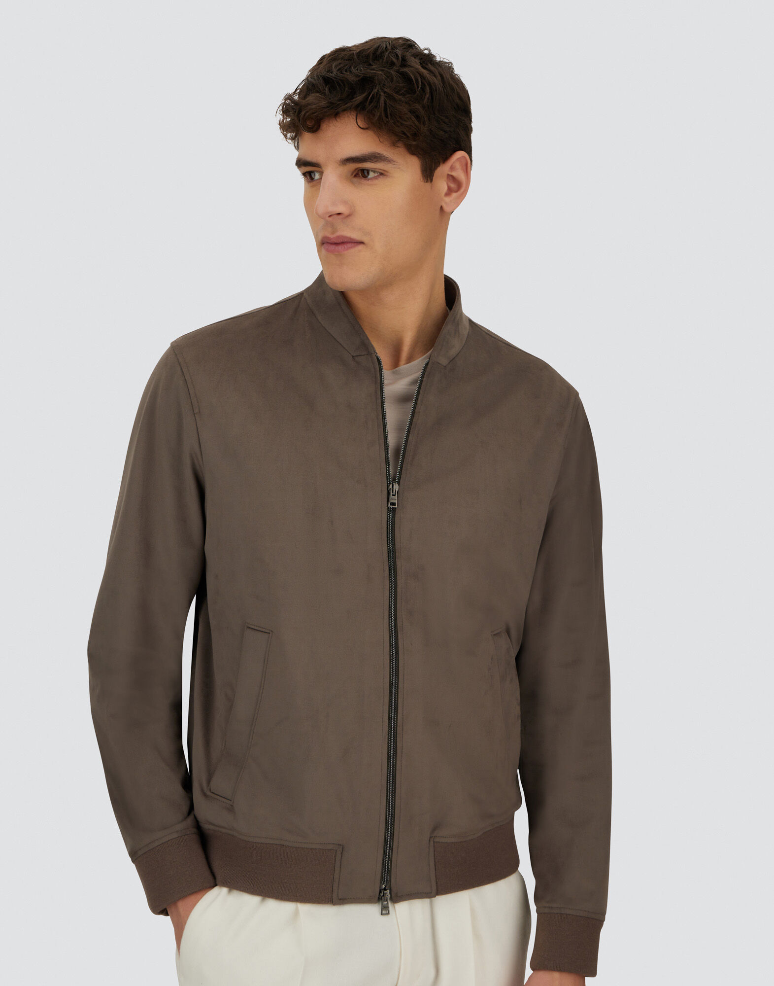 RESORT BOMBER JACKET IN ALTERNATIVE SUEDE