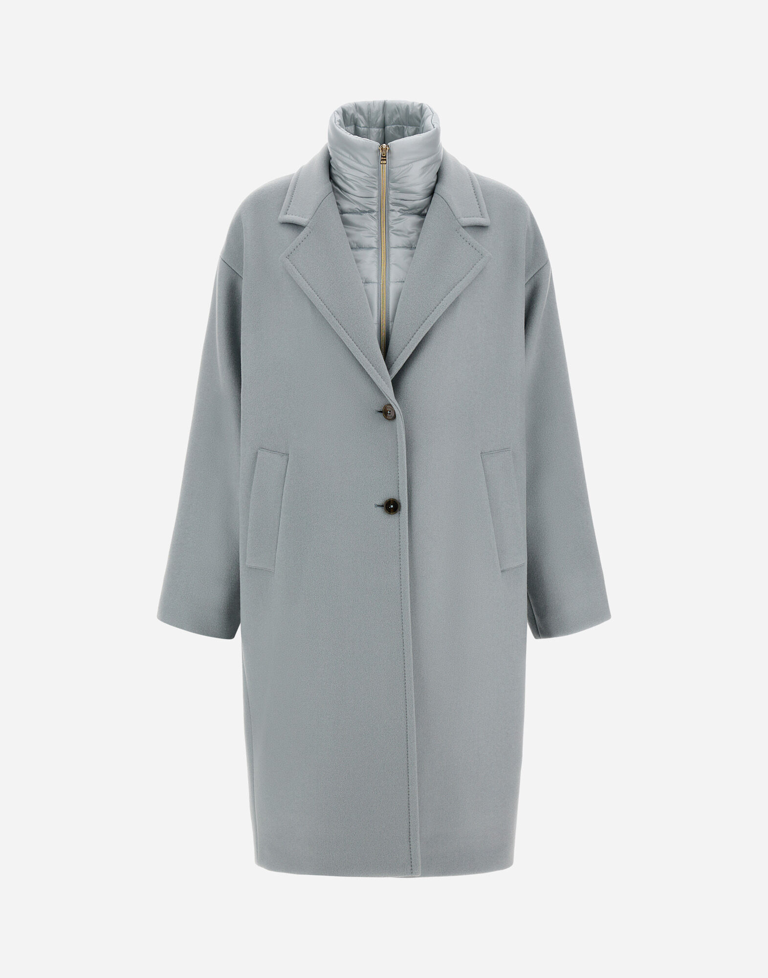 COAT IN VELOUR WOOL CLOTH AND NYLON ULTRALIGHT