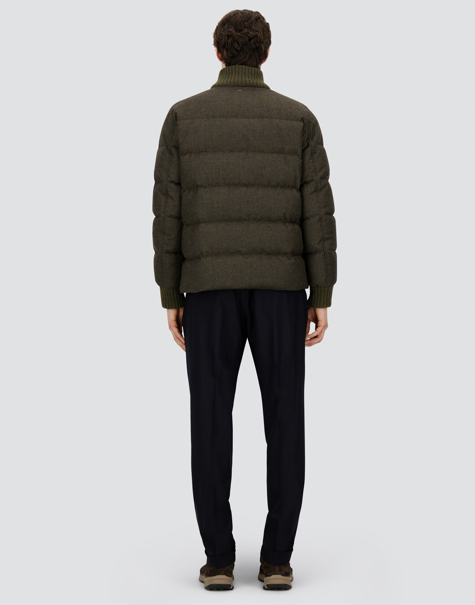 BOMBER IN GLEN CHECK WOOL AND CASHMERE