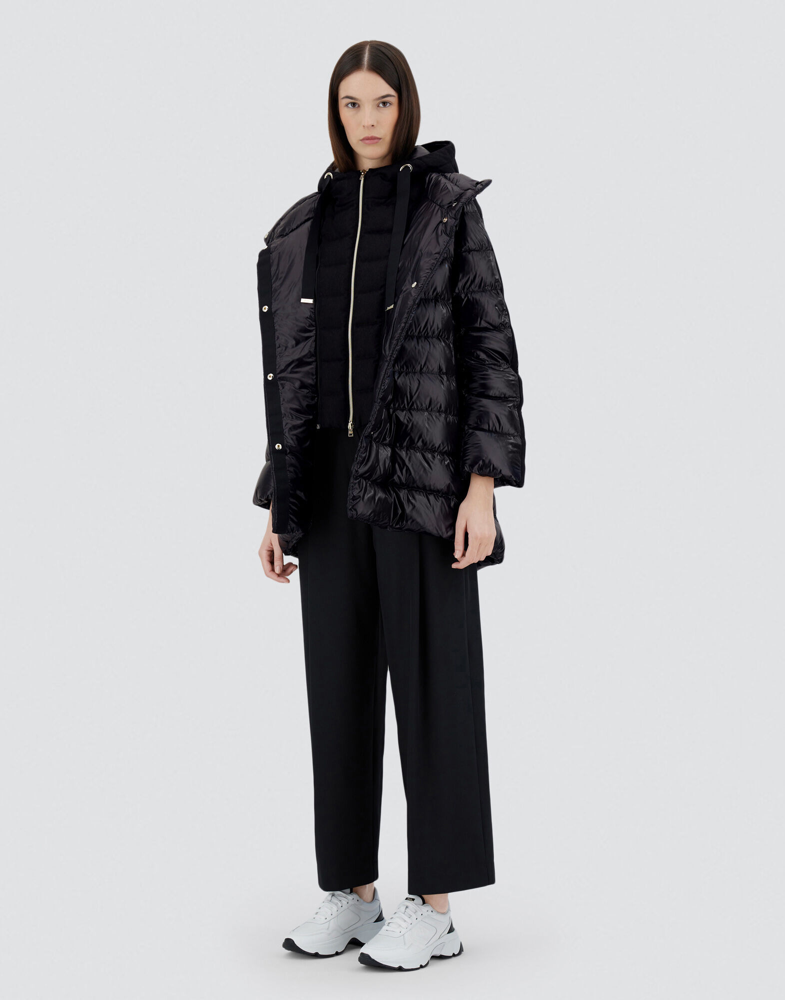 A-SHAPE JACKET IN NYLON ULTRALIGHT, CASHMERE AND SILK
