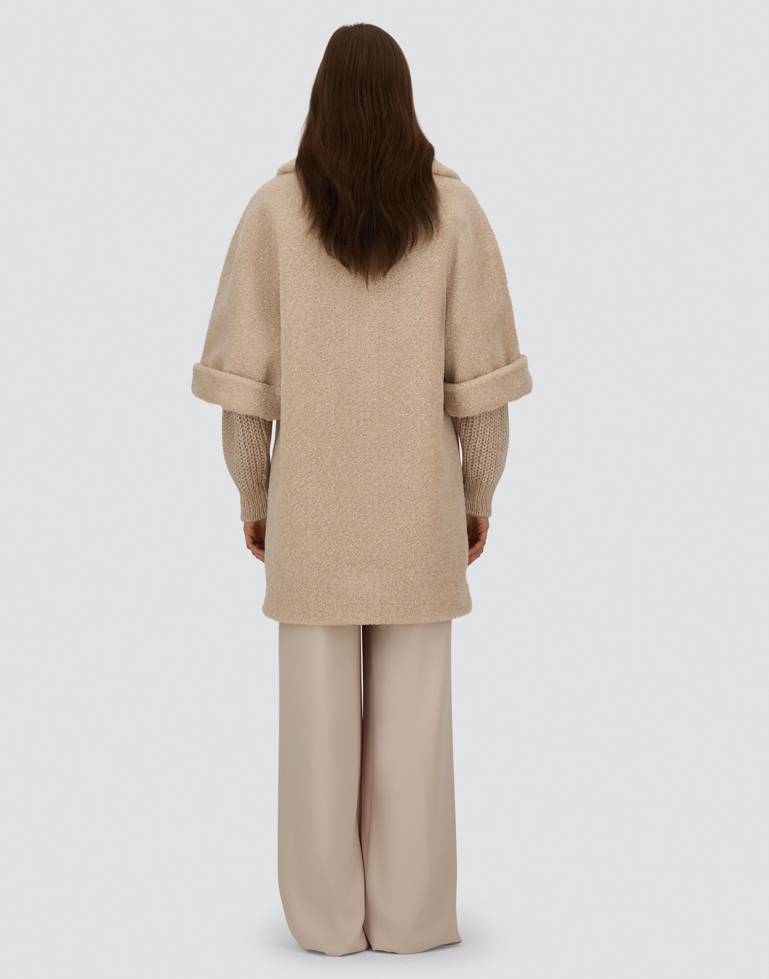 DOUBLE-BREASTED COAT IN MELANGE TEDDY