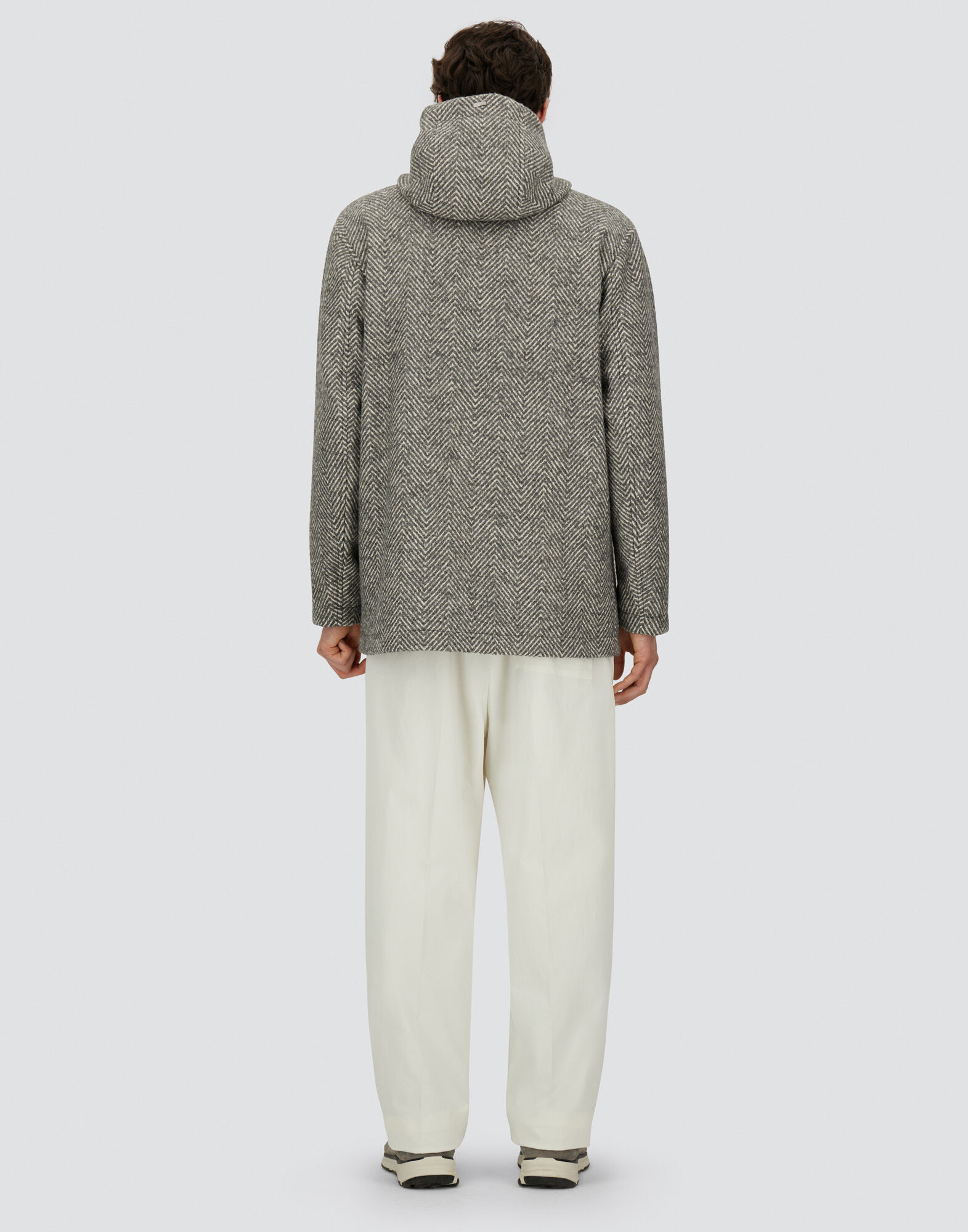 LONG PARKA IN HERRINGBONE R-WOOL