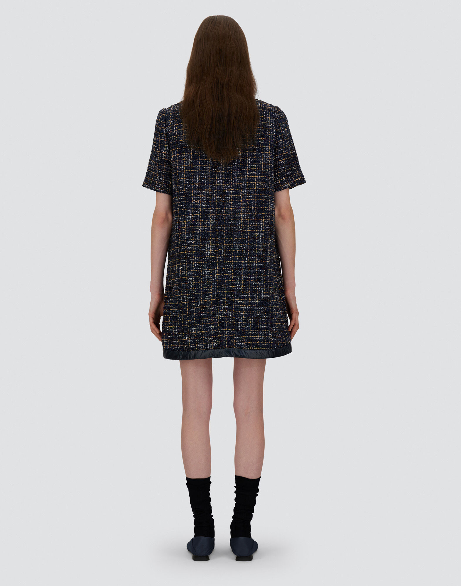 DRESS IN OPERATED TWEED AND NYLON ULTRALIGHT