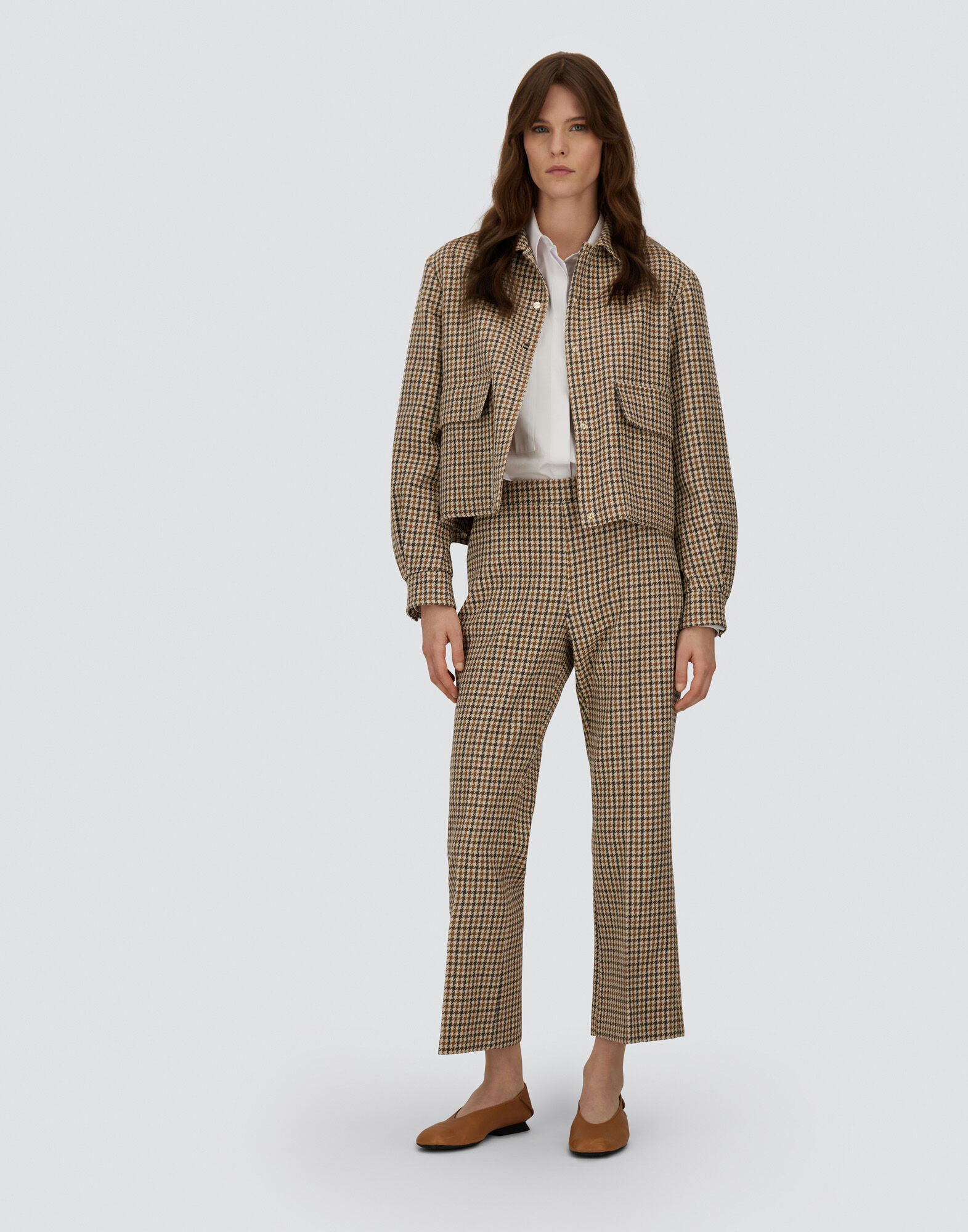 TROUSERS IN HOUNDSTOOTH WOOL AND COTTON