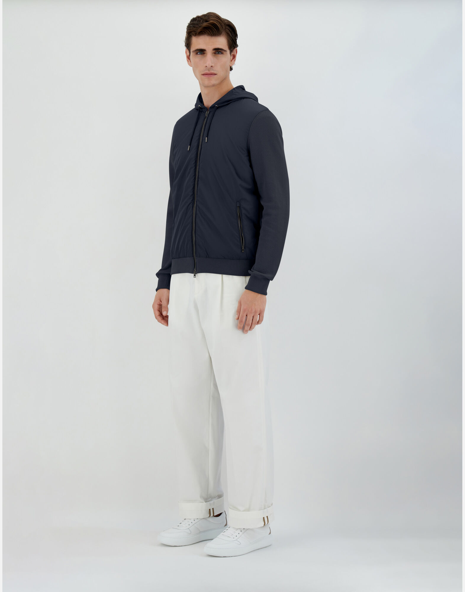 PIQUE' KNIT AND NYLON JACKET