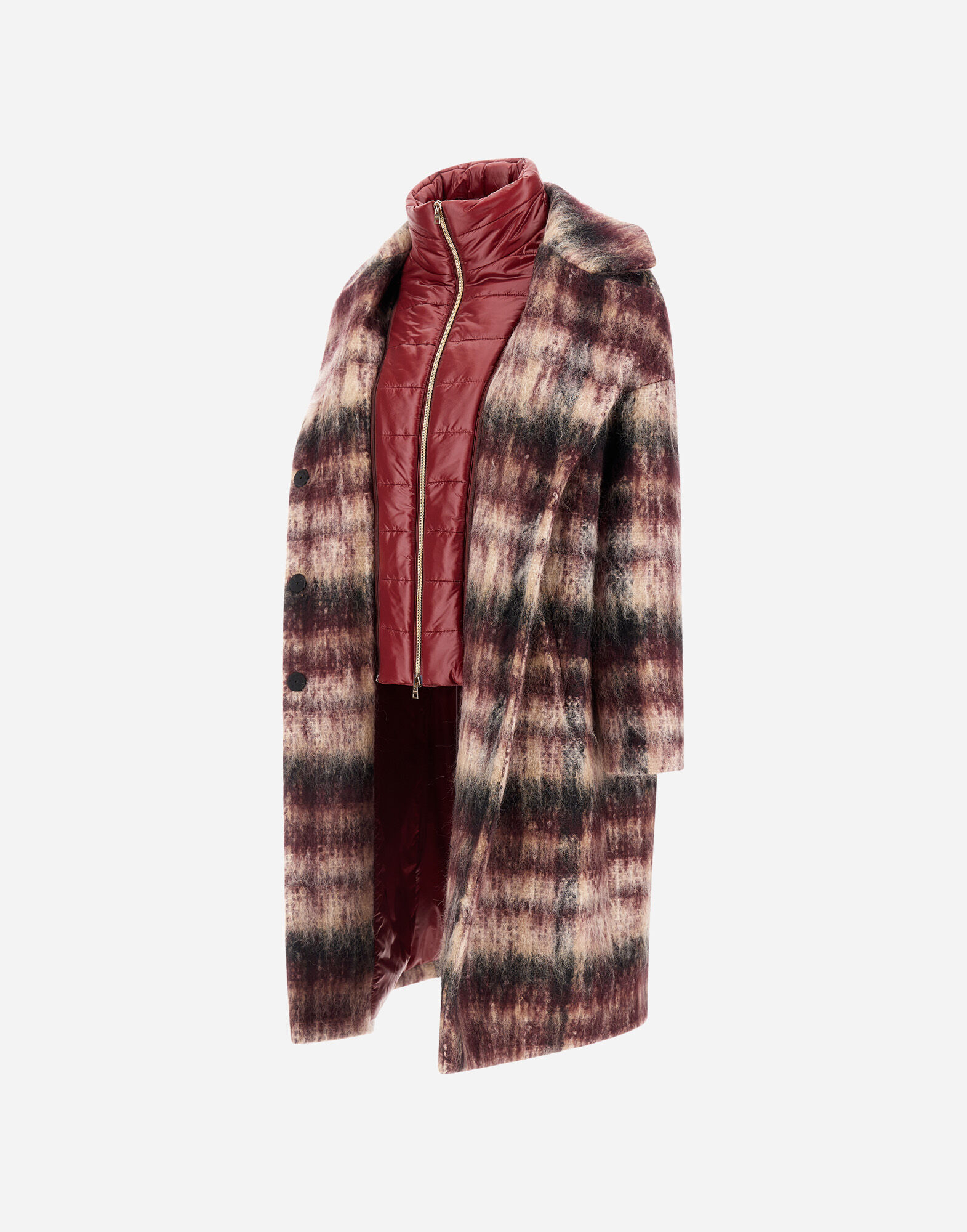COAT IN MOHAIR CHECK WOOL AND NYLON ULTRALIGHT