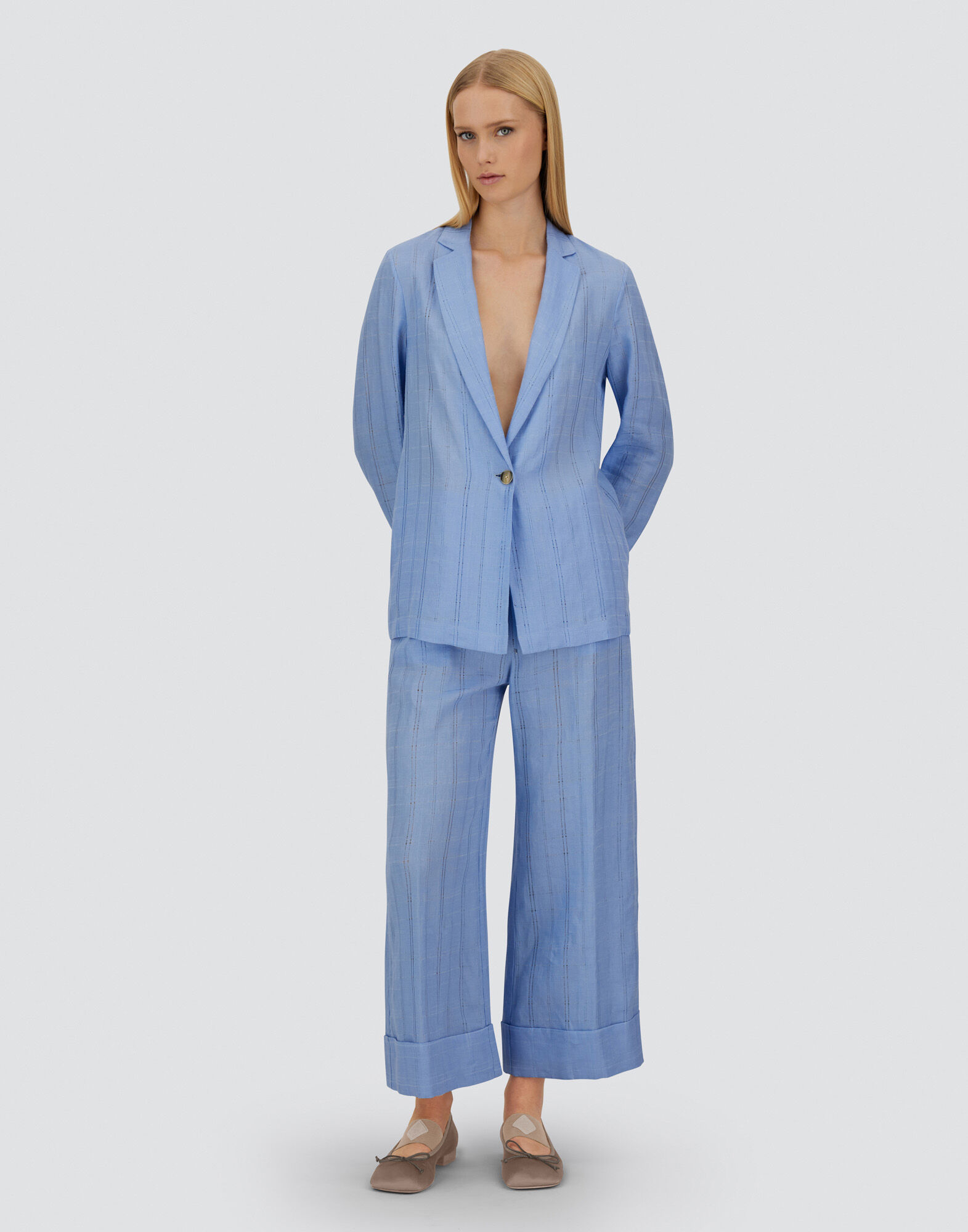 RESORT TROUSERS IN CHECK LINEN