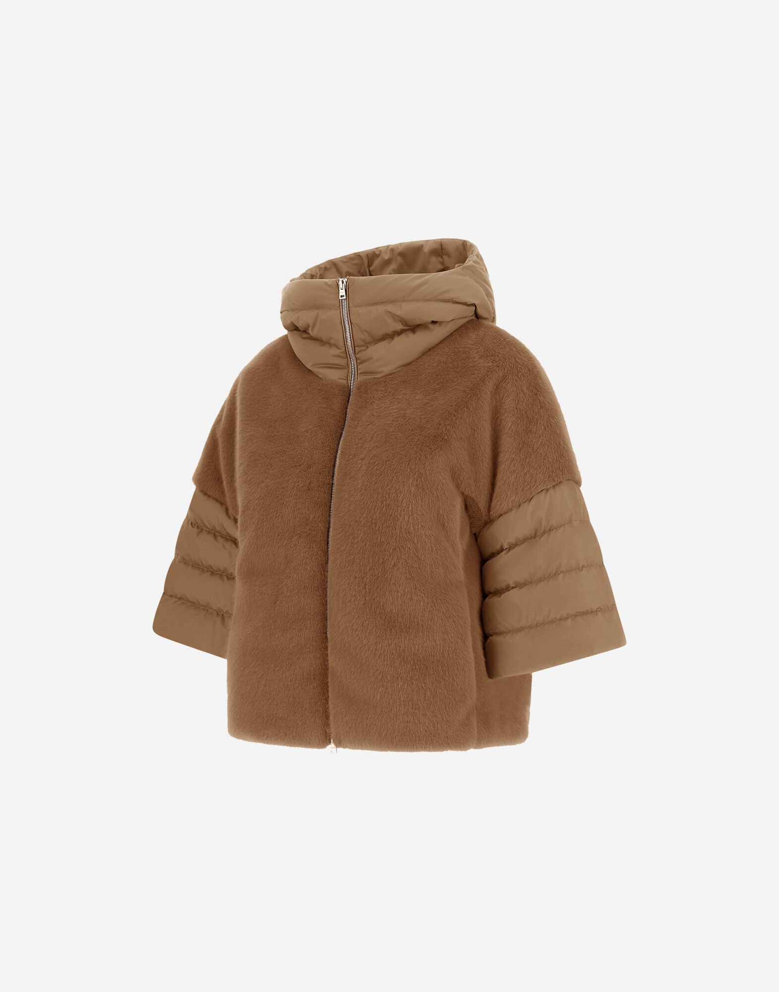 CAPE IN SATIN AND LADY ALTERNATIVE FUR