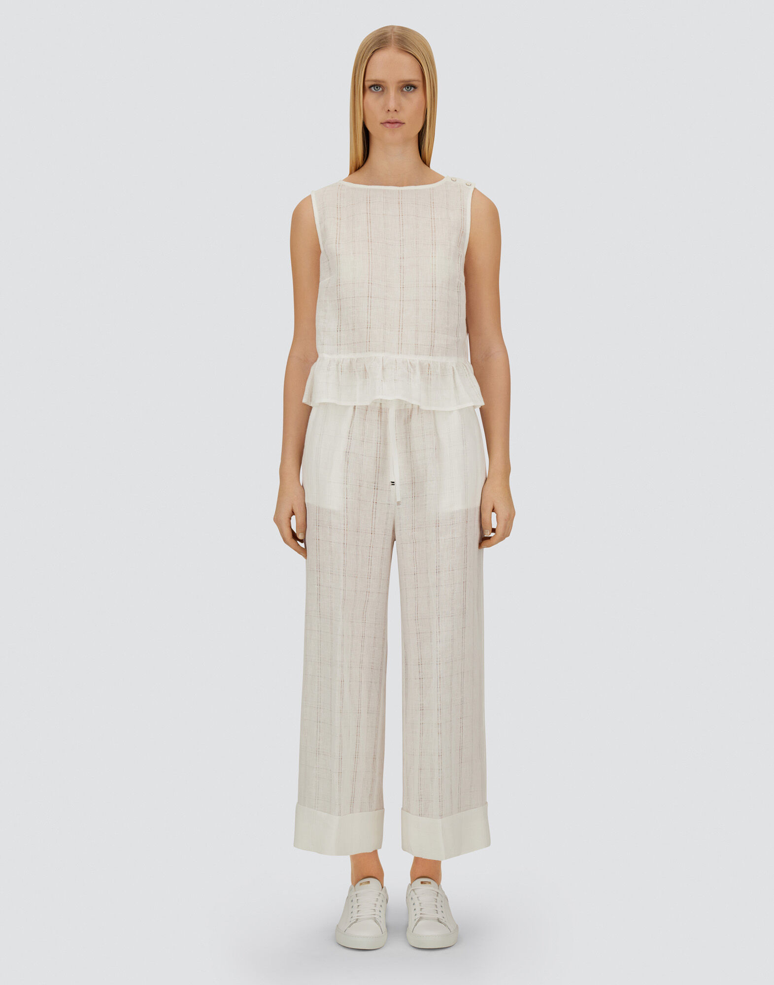 RESORT TROUSERS IN CHECK LINEN