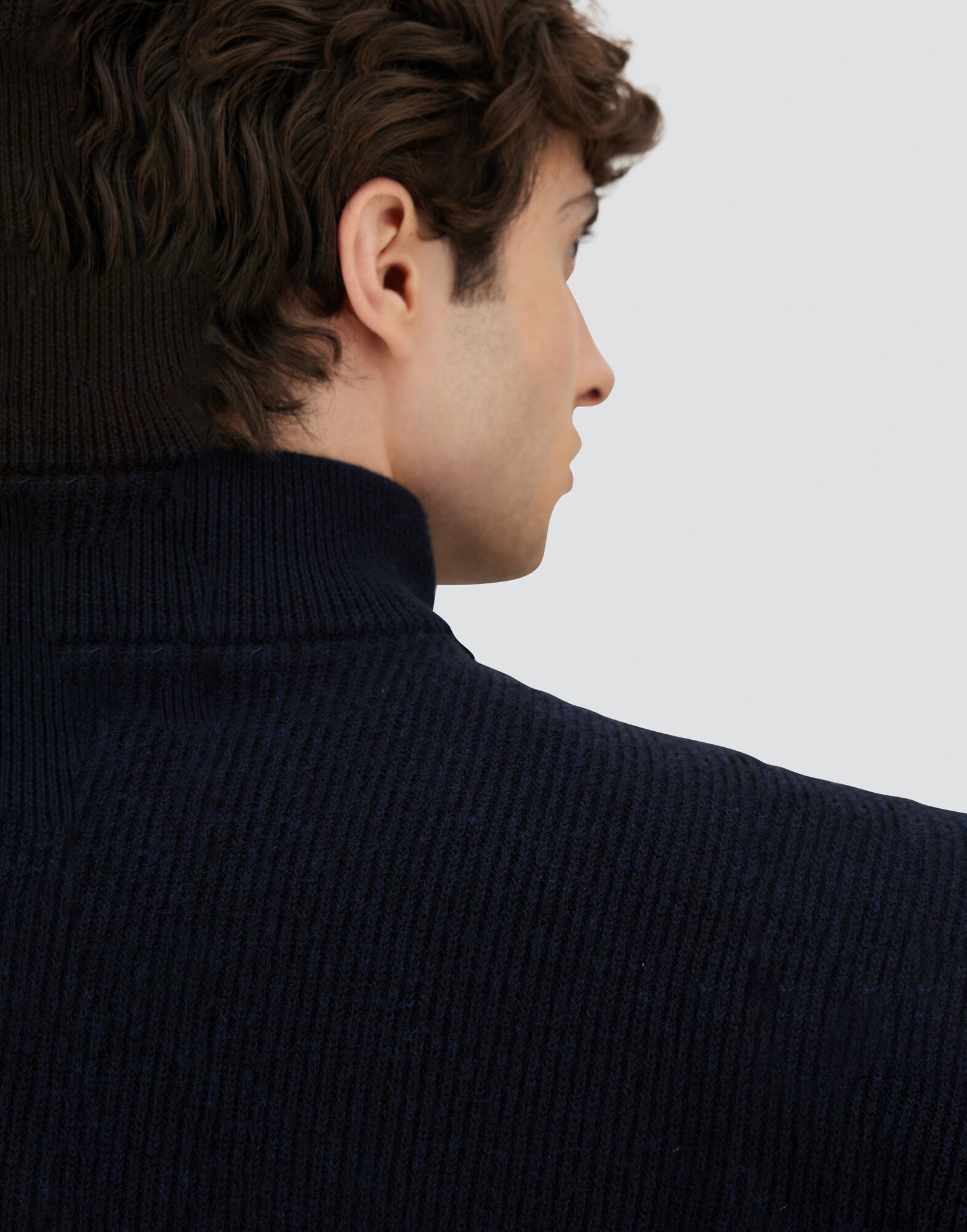 JACKET IN RIBBED MERINO WOOL G.7 AND POLISHED SMOOTH WOOL