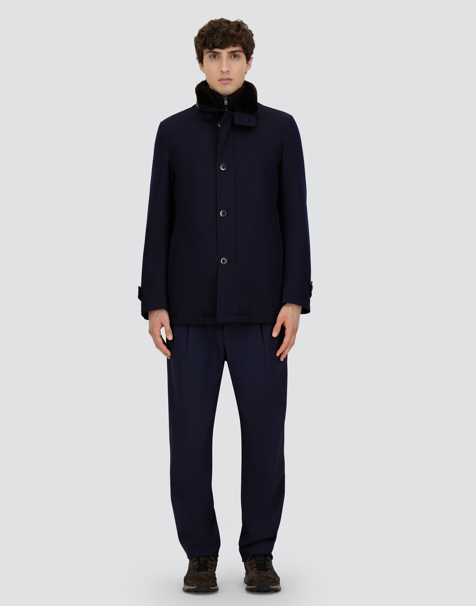 CARCOAT IN DIAGONAL WOOL