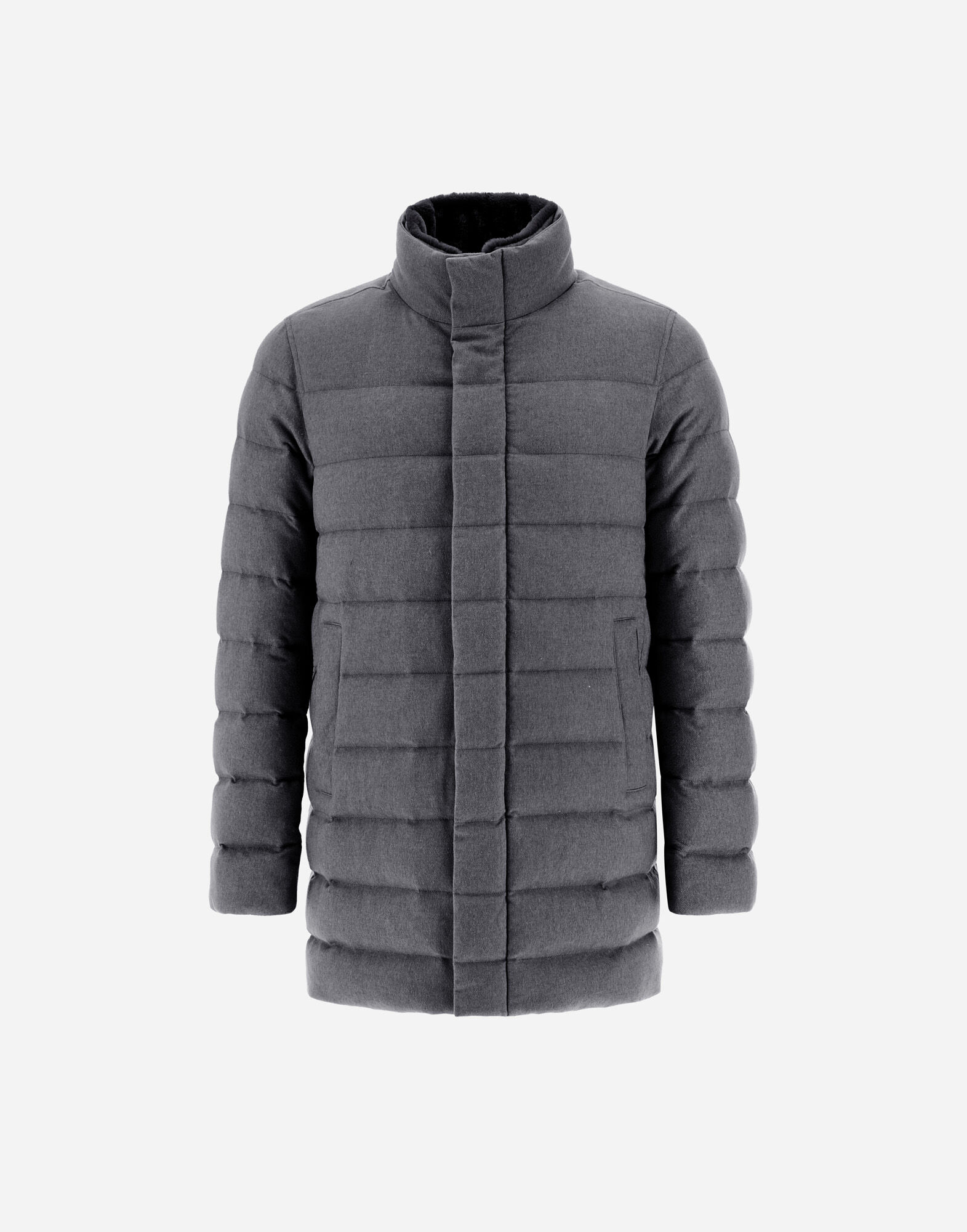 COAT IN CASHMERE, SILK AND LIGHT FAUX FUR