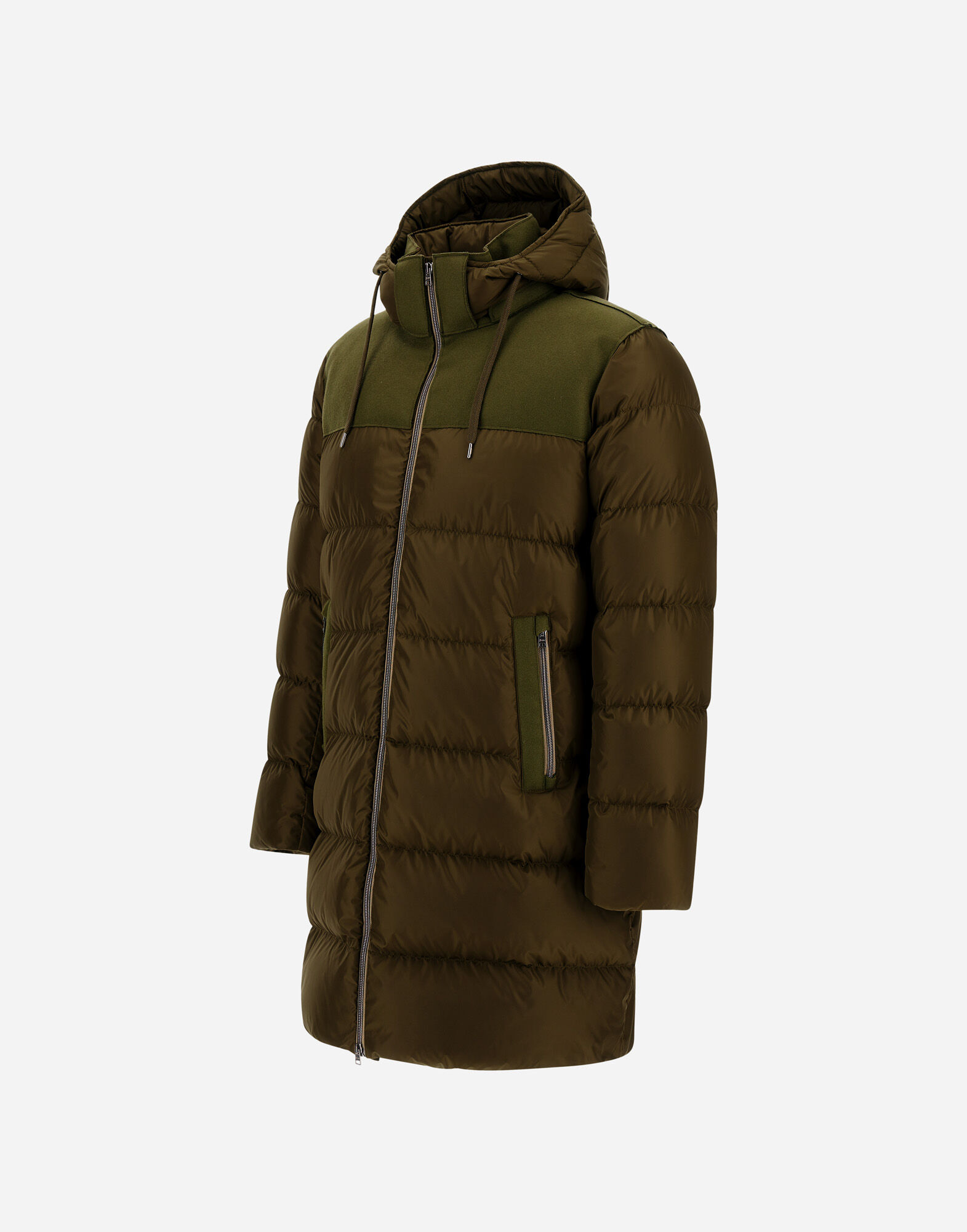 LONG JACKET IN NYLON CHAMONIX AND PURE WOOL CLOTH