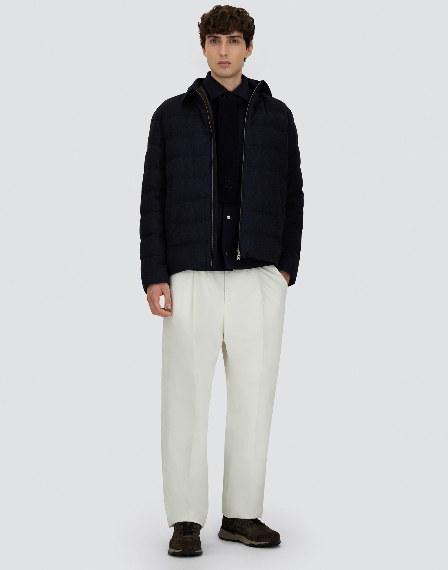 JACKET IN CASHMERE, SILK AND MONOGRAM
