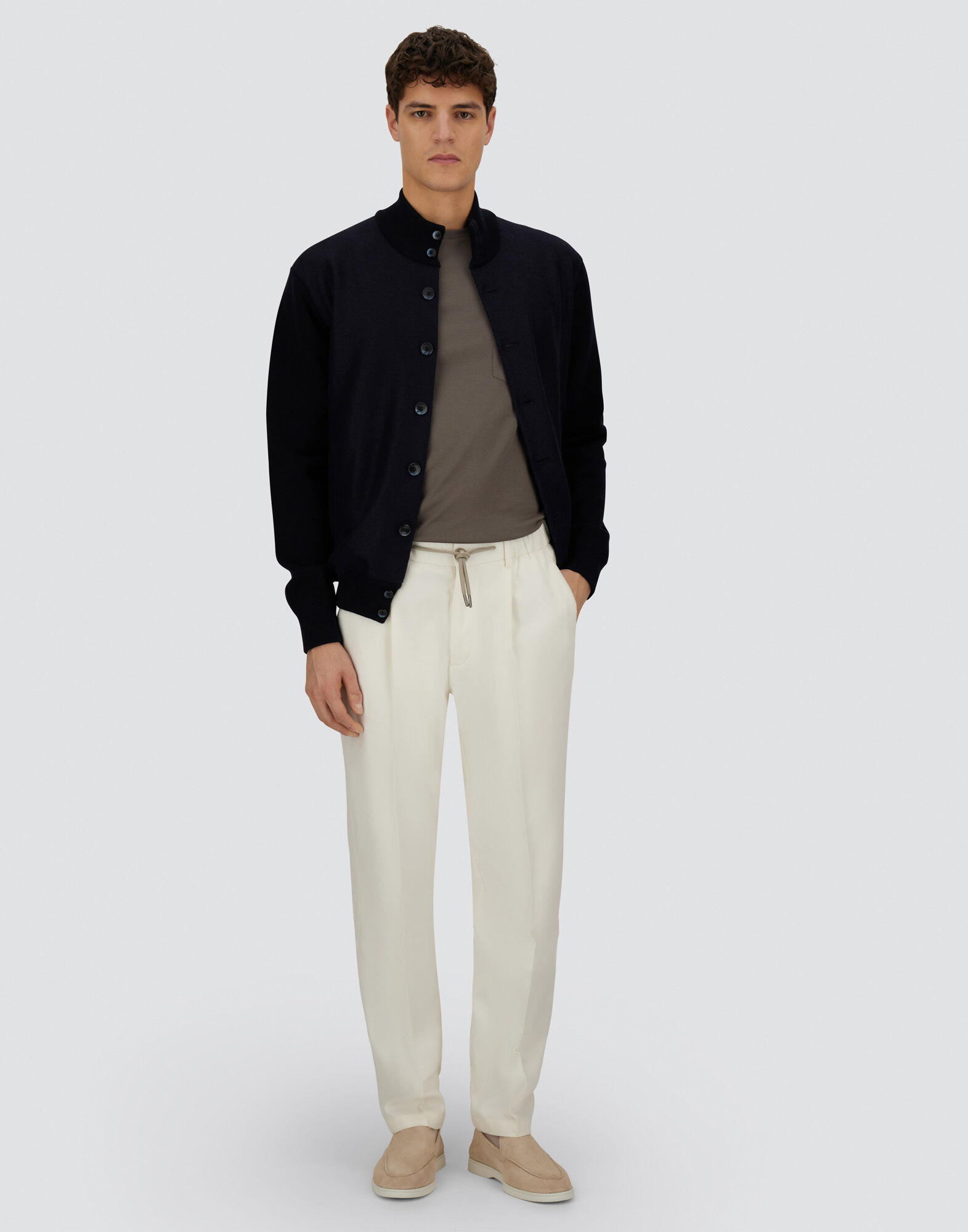 RESORT CARDIGAN IN CASHMERE COTTON KNIT & FELTED WOOL