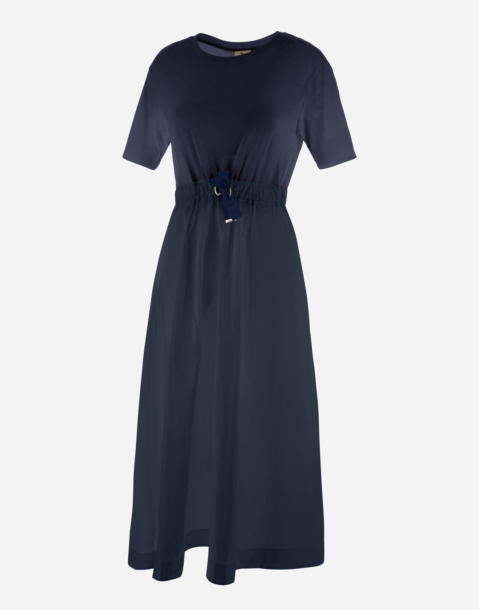 DRESS IN GLAM KNIT EFFECT AND TECHNO TAFFETA