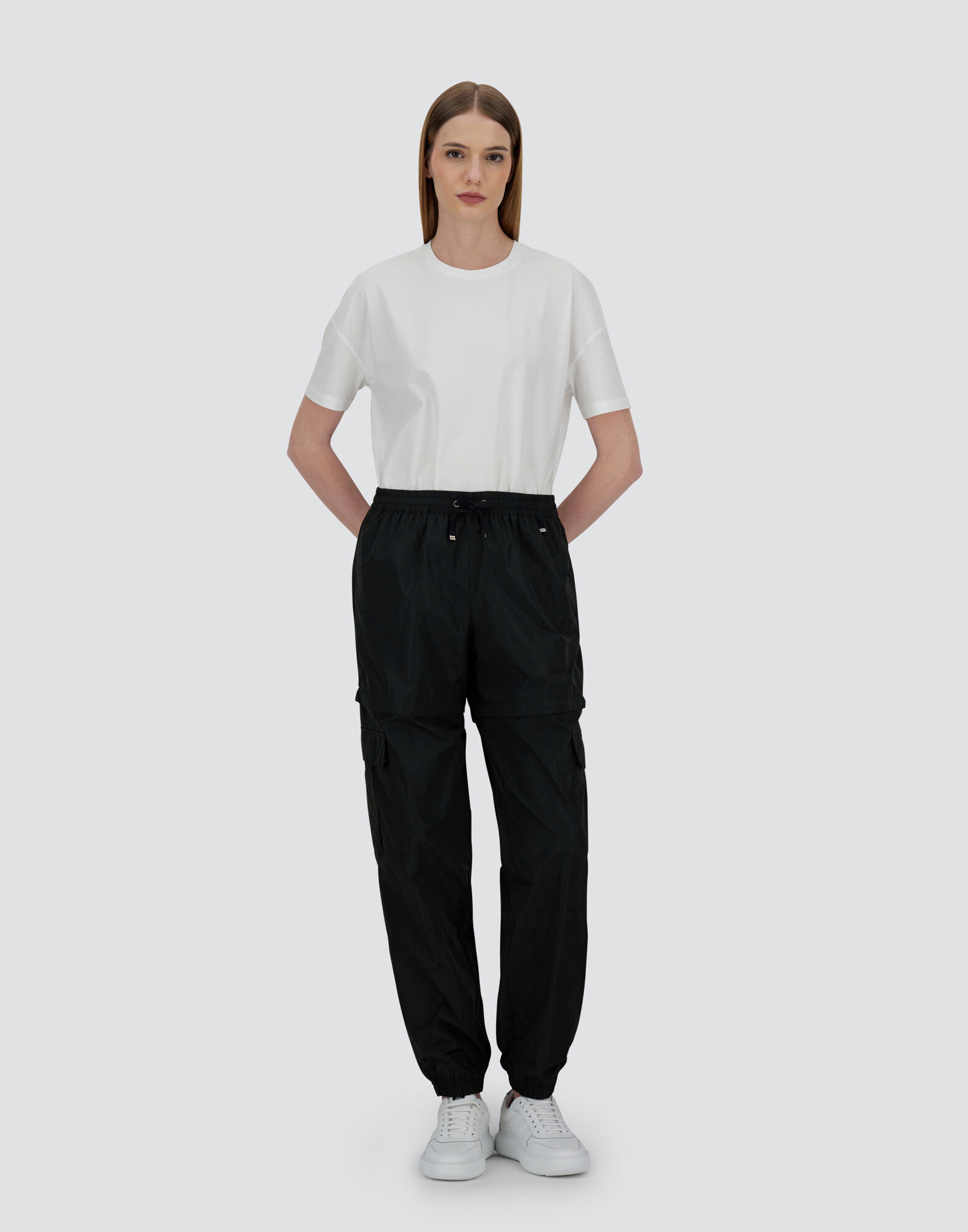 NEW TECHNO TAFFETA CARGO TROUSERS