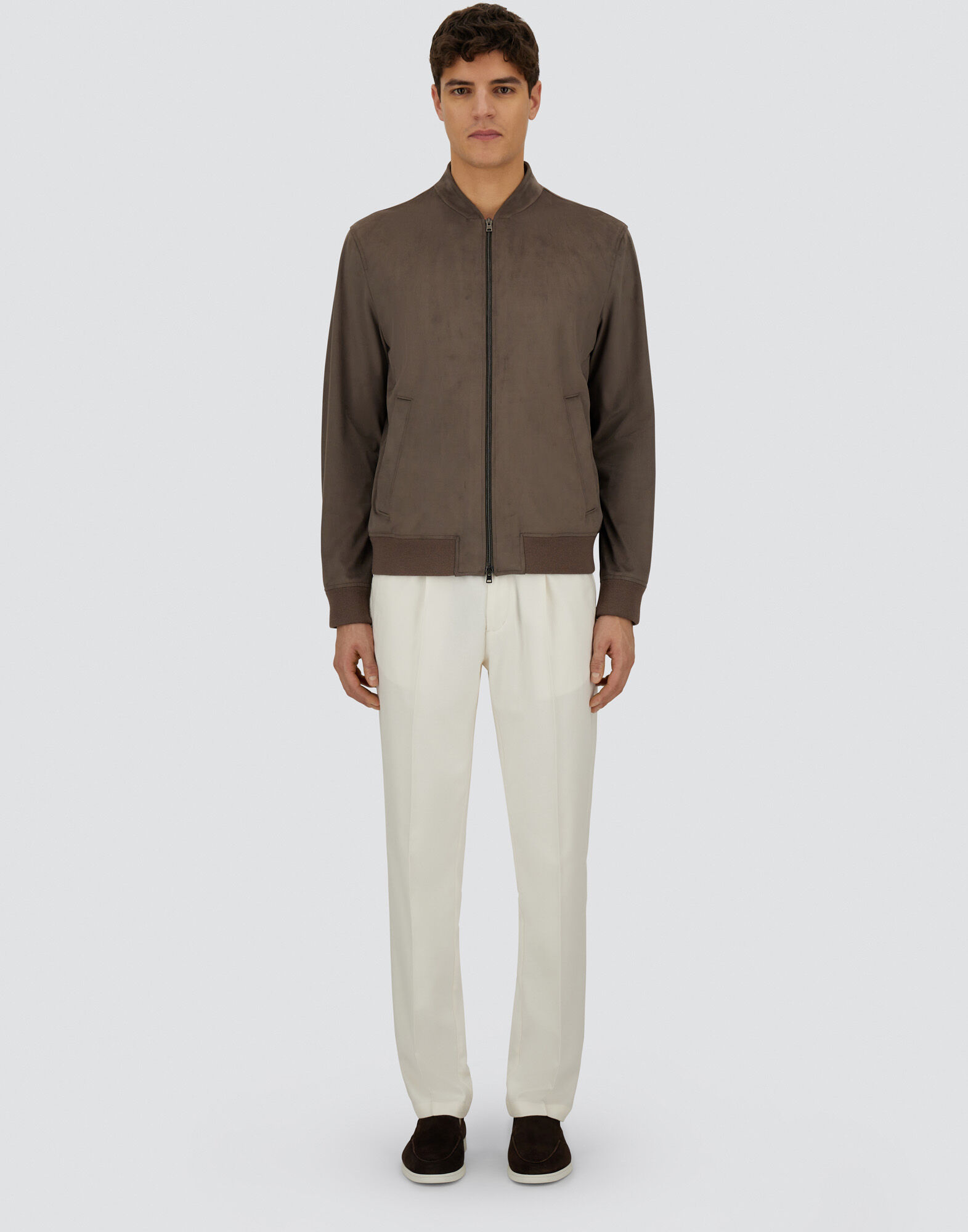RESORT BOMBER JACKET IN ALTERNATIVE SUEDE