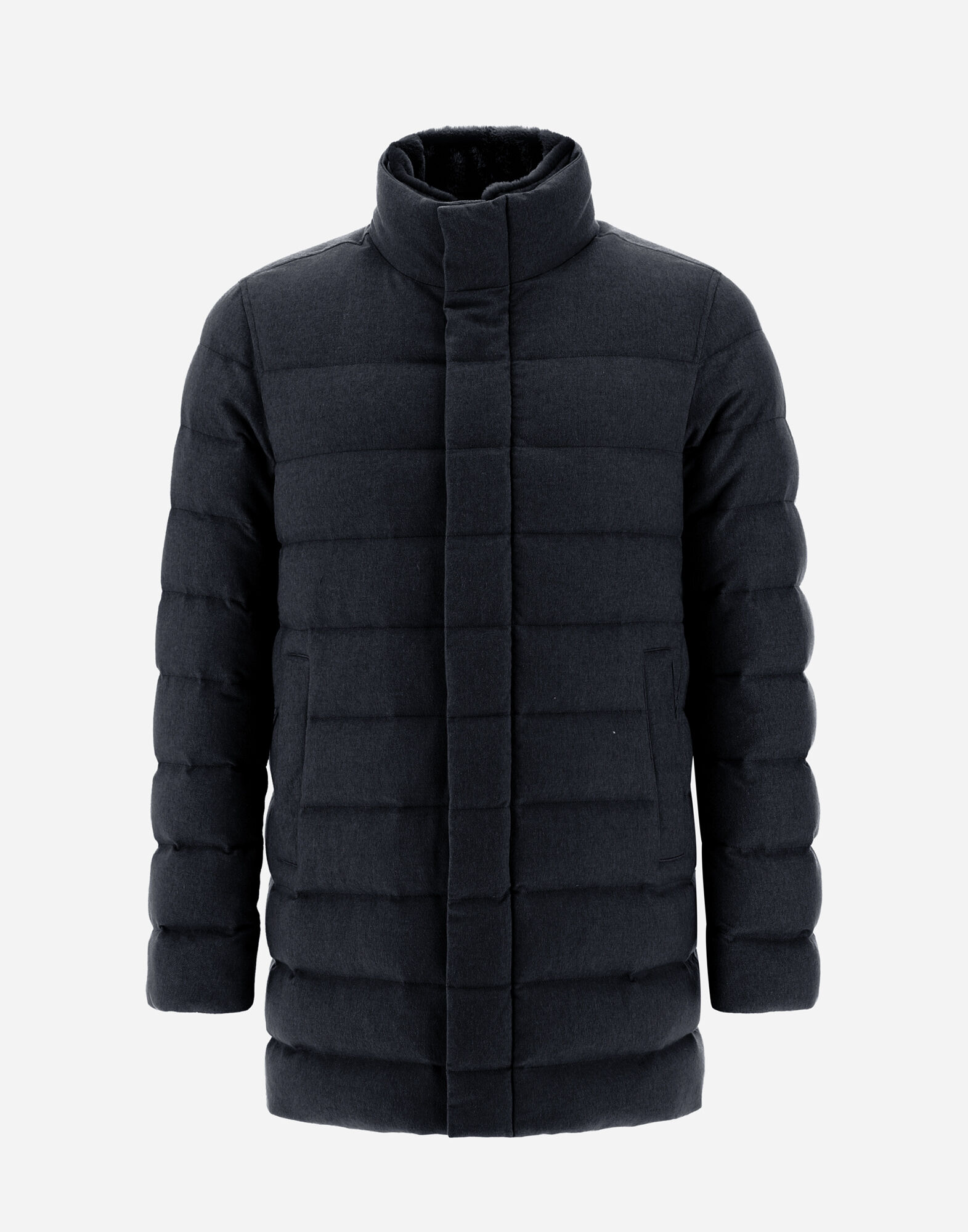 COAT IN CASHMERE, SILK AND LIGHT FAUX FUR
