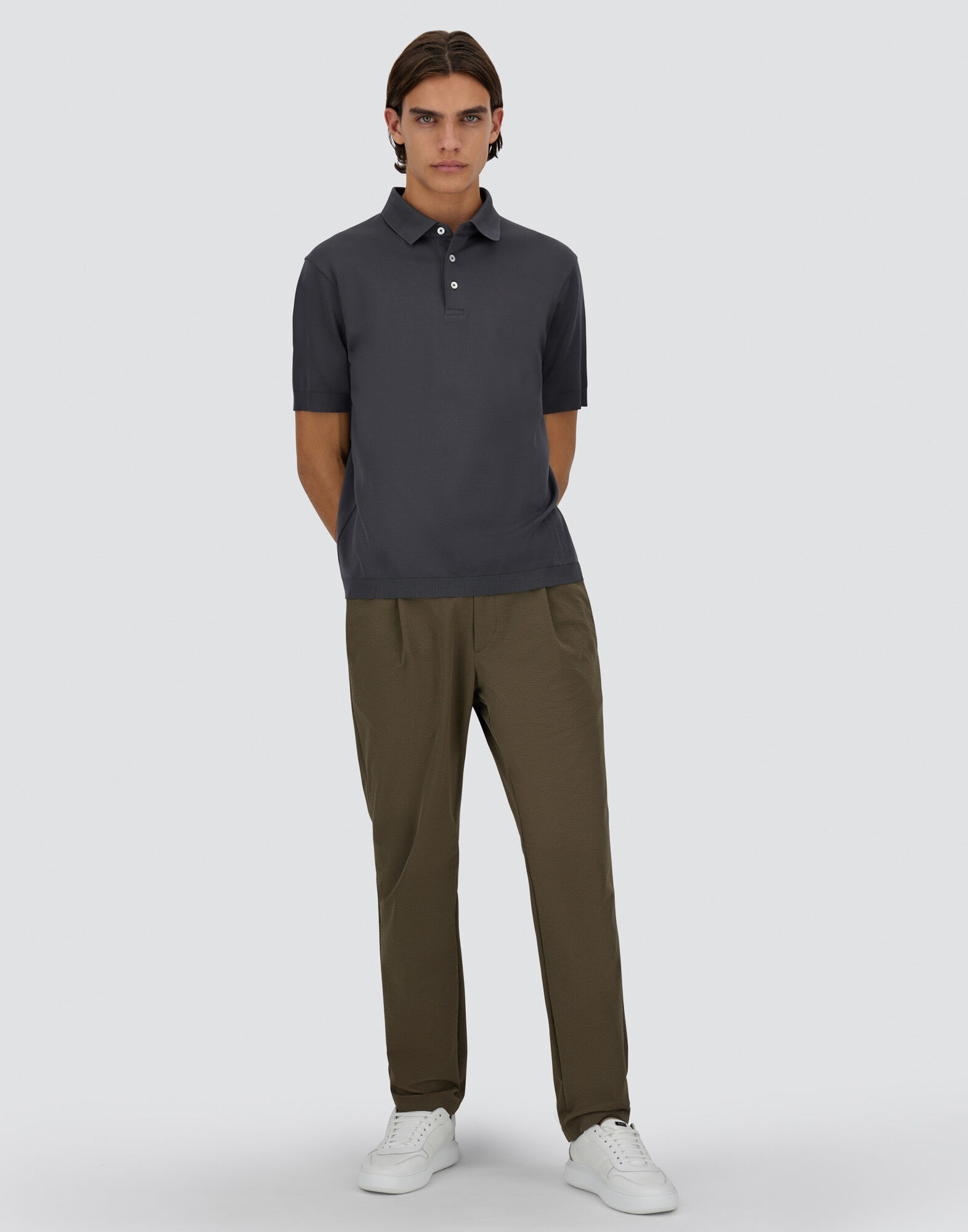 JERSEY KNIT EFFECT POLO SHIRT