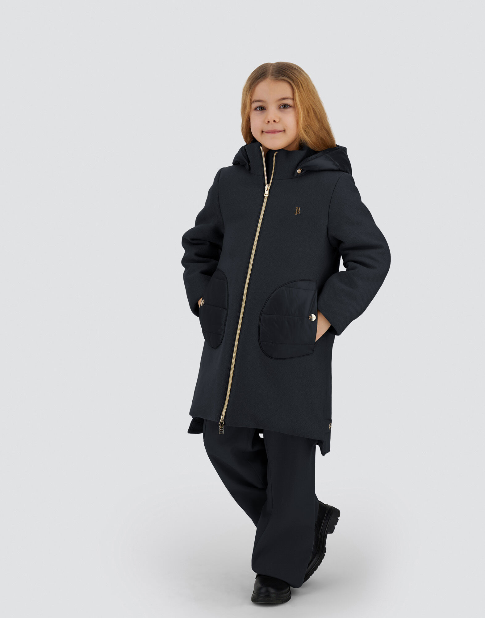 HOODED COAT IN ECOWOOL AND NYLON ULTRALIGHT