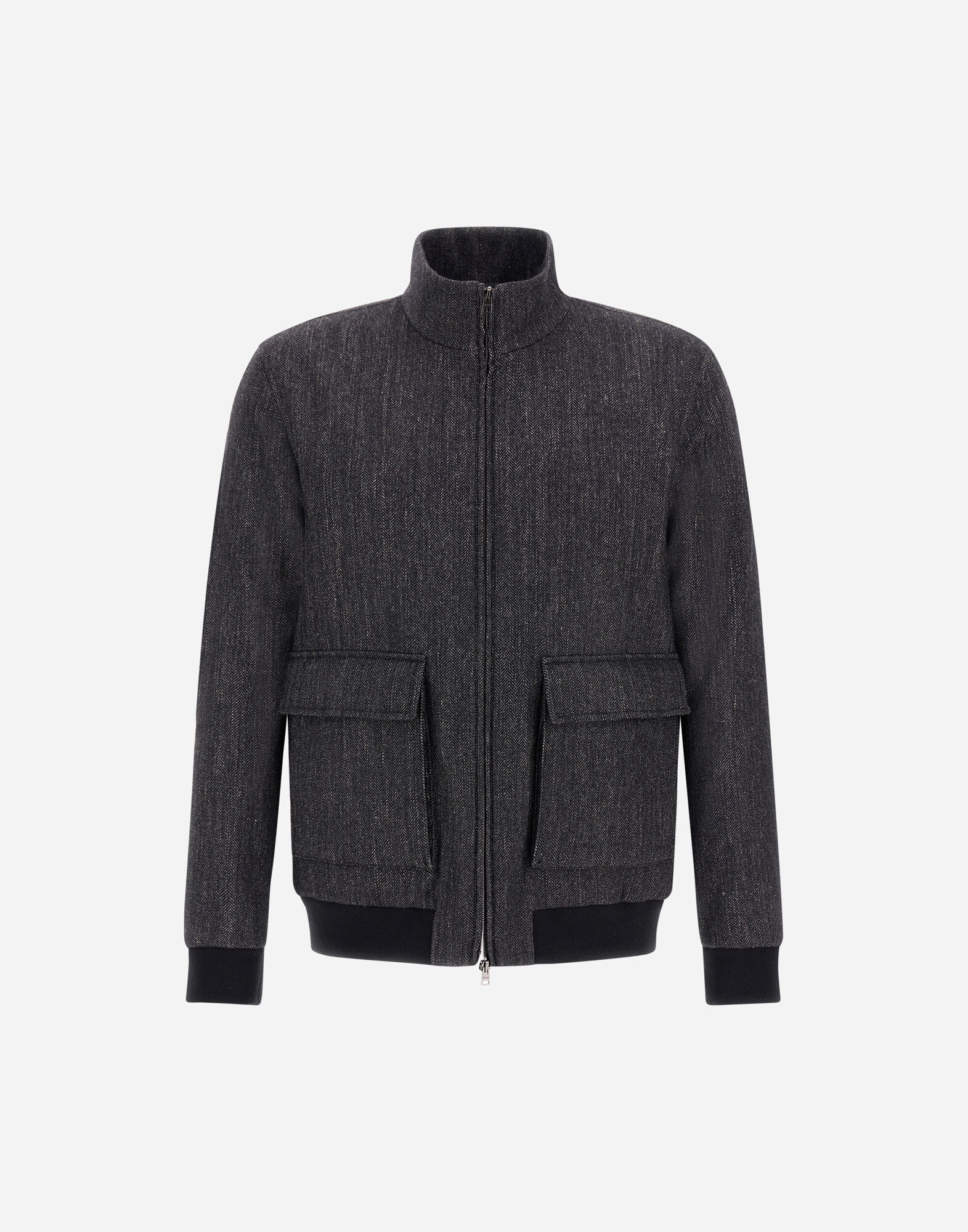 BOMBER JACKET IN HERRINGBONE WOOL FLANNEL