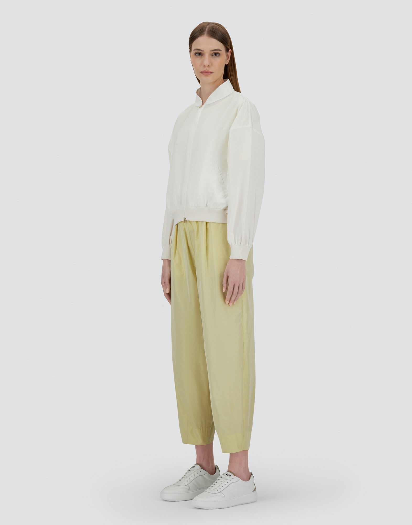 CARDIGAN IN MATT VISCOSE AND NEW TECHNO TAFFETA