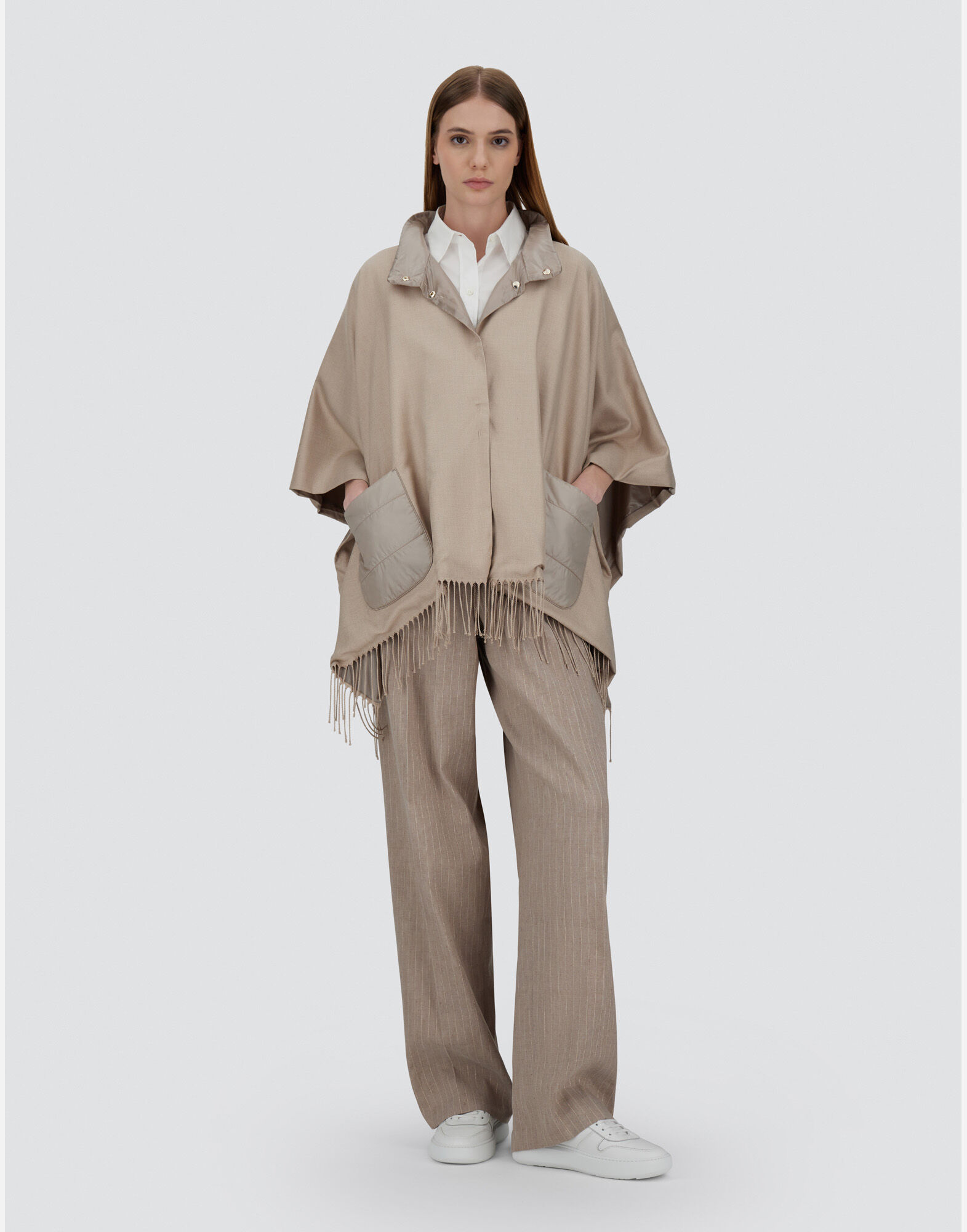PONCHO IN SUMMER SILK AND NYLON ULTRALIGHT