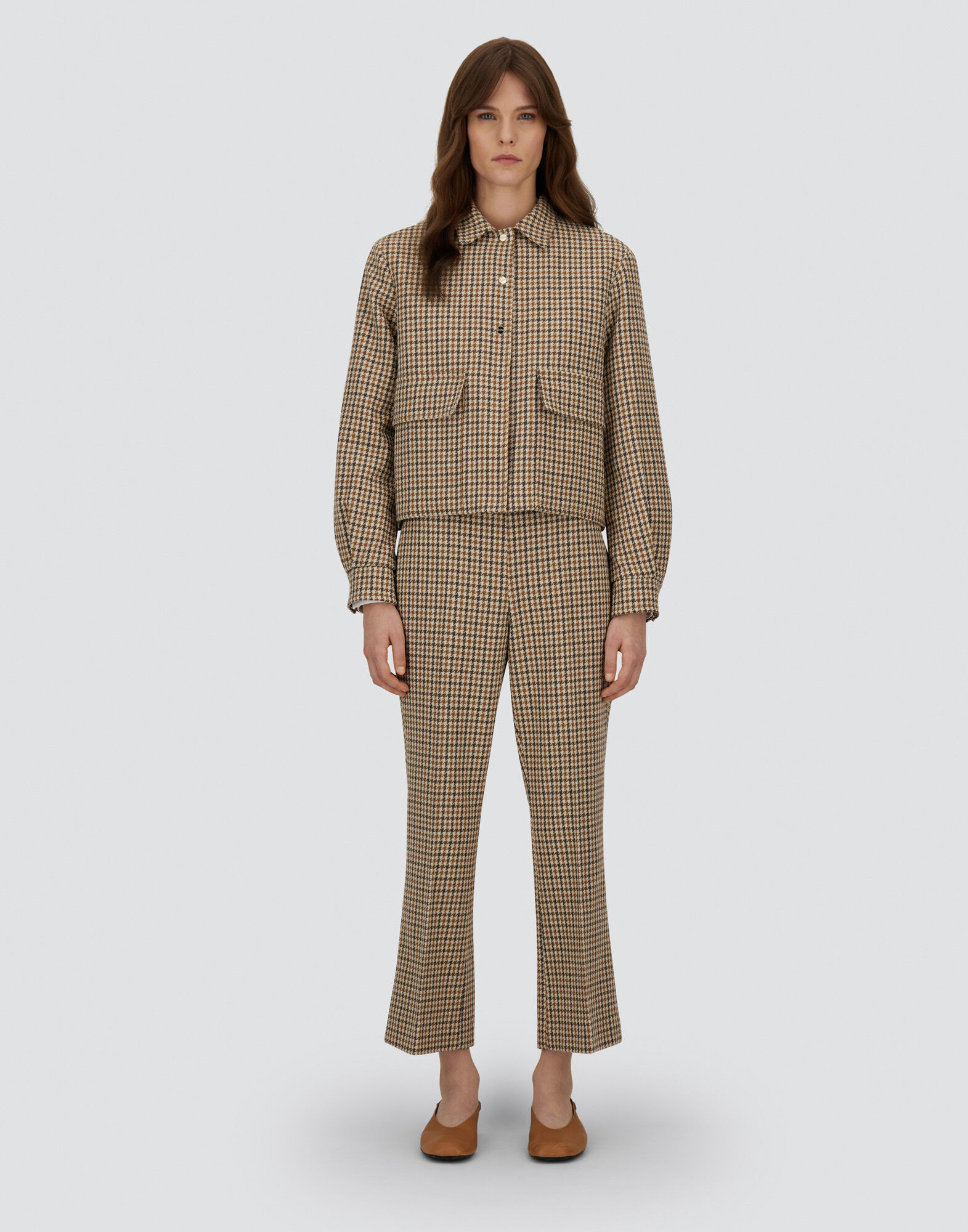 TROUSERS IN HOUNDSTOOTH WOOL AND COTTON