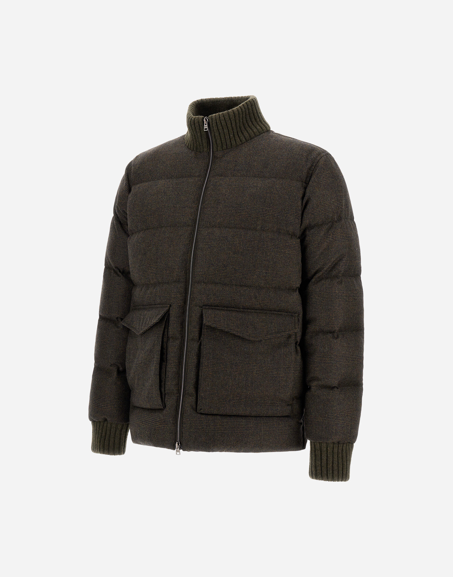 BOMBER IN GLEN CHECK WOOL AND CASHMERE