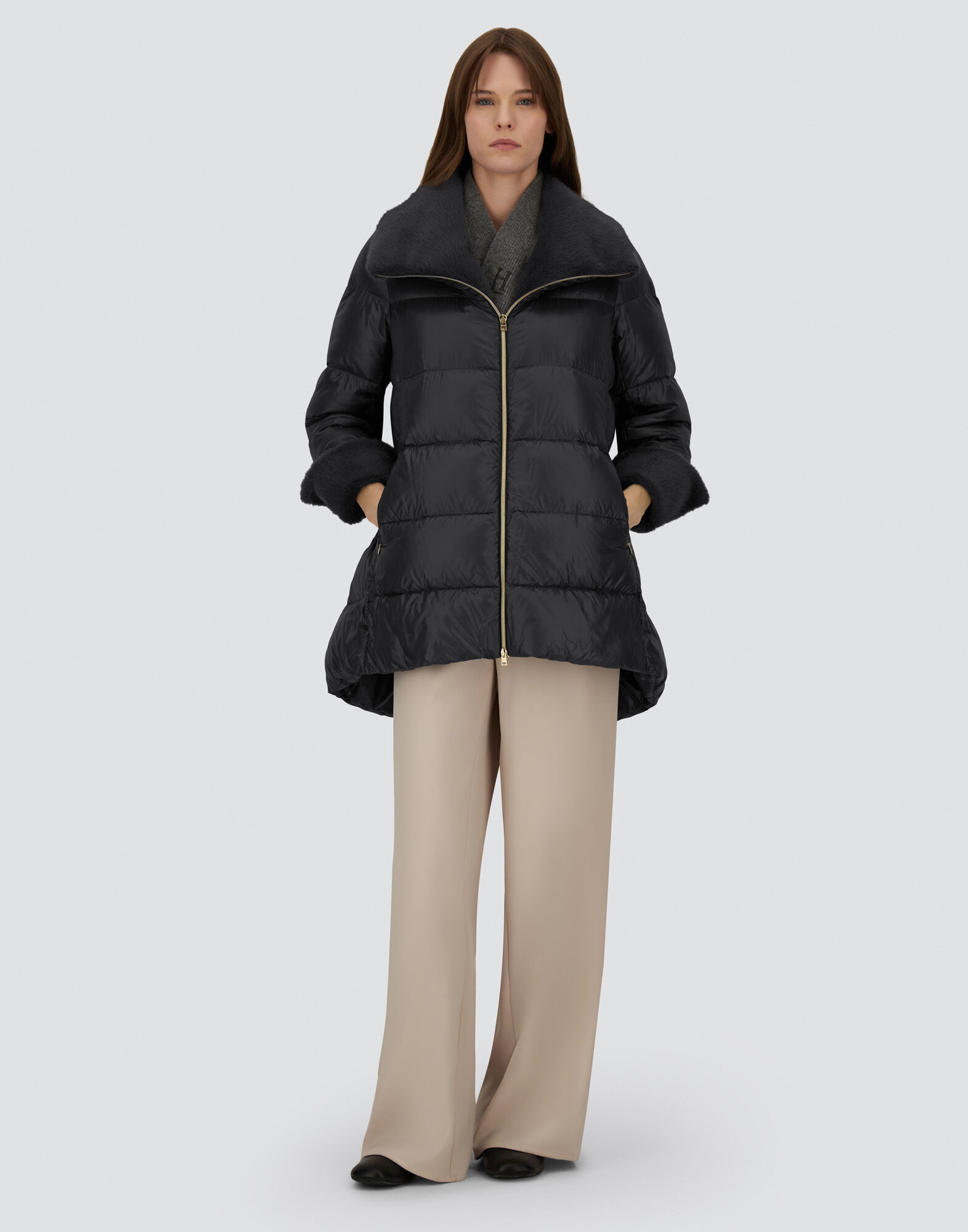 A-SHAPE JACKET IN NYLON ULTRALIGHT AND LADY ALTERNATIVE FUR