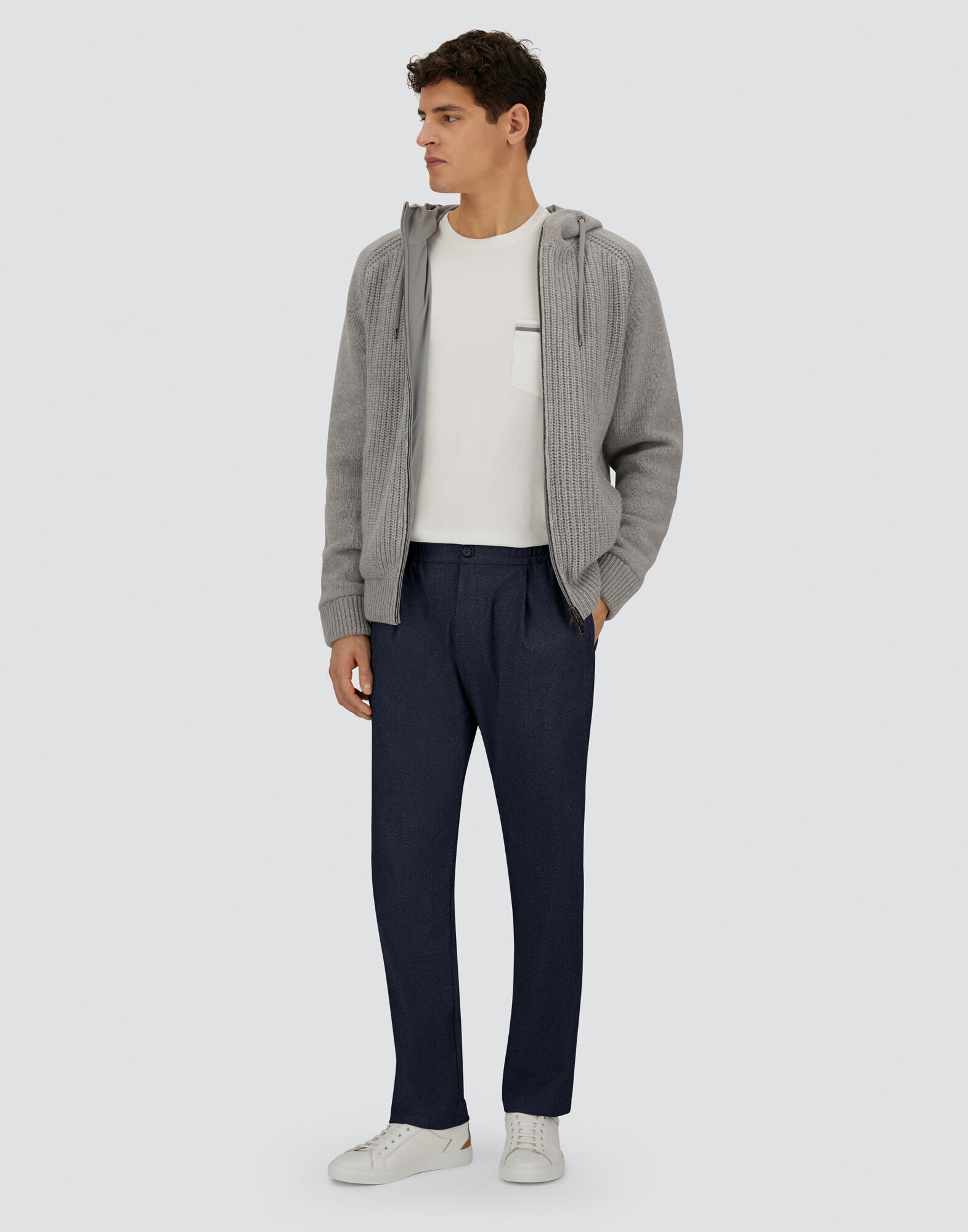 RESORT TROUSERS IN MELANGE SUEDE EFFECT