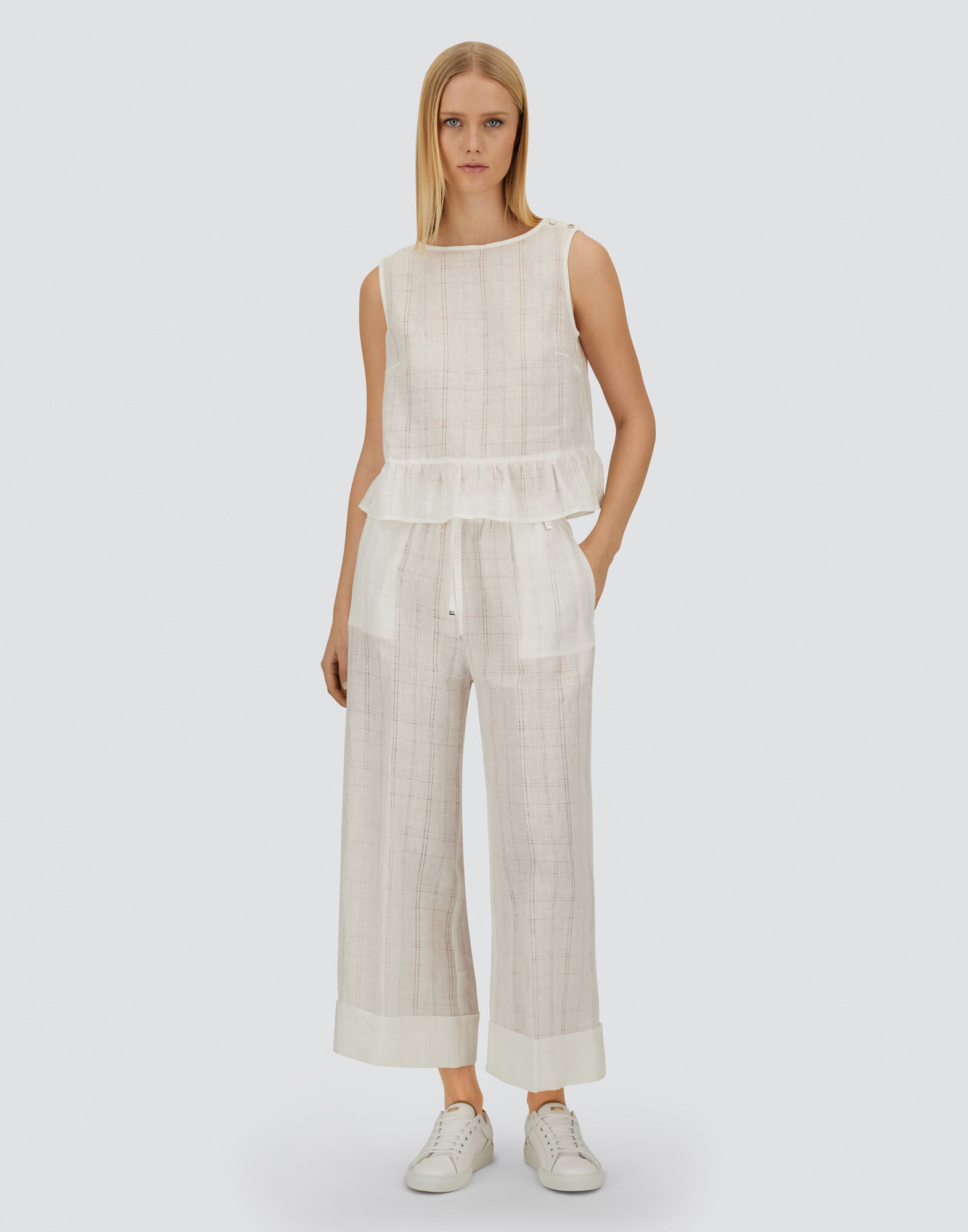RESORT TROUSERS IN CHECK LINEN