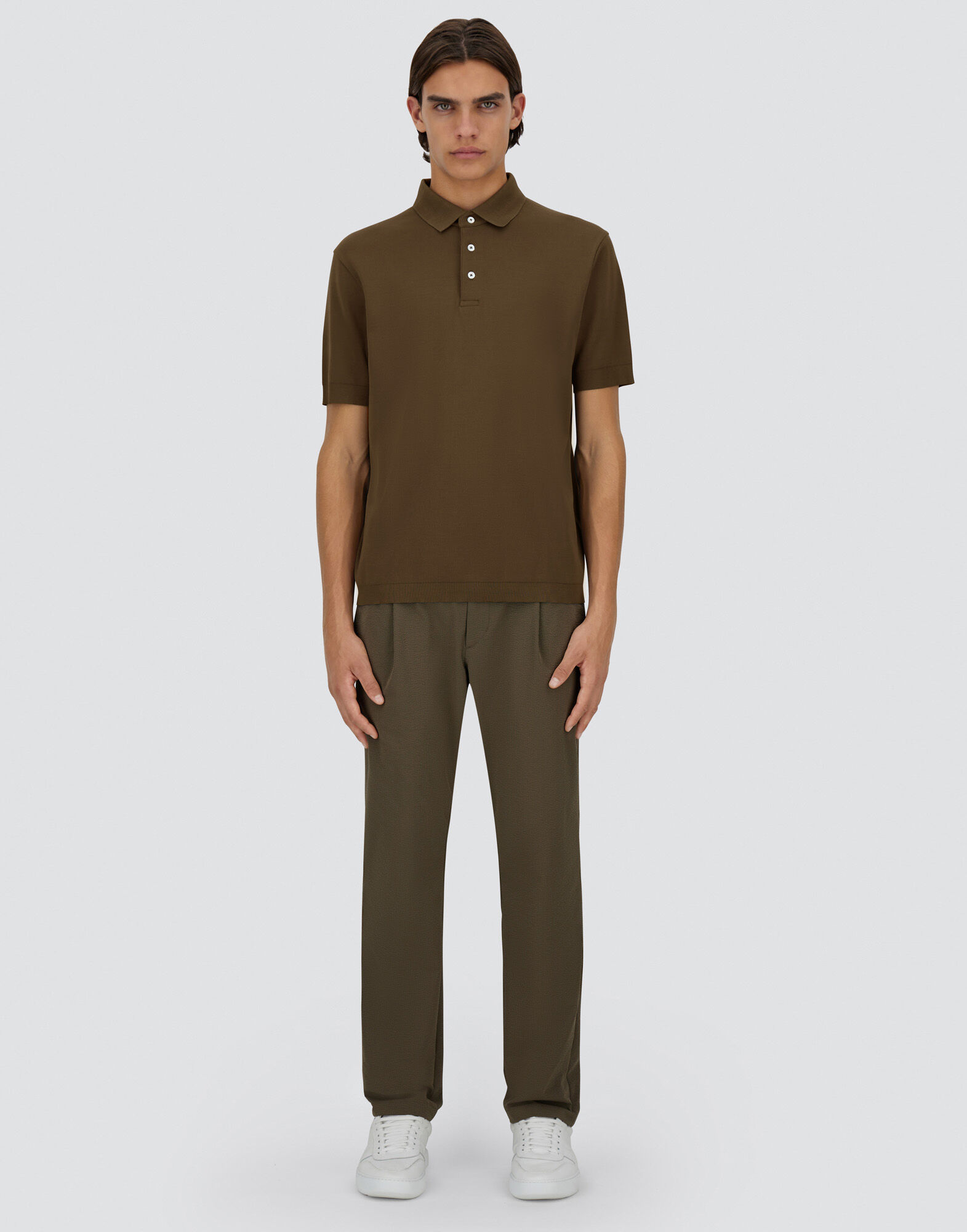 JERSEY KNIT EFFECT POLO SHIRT