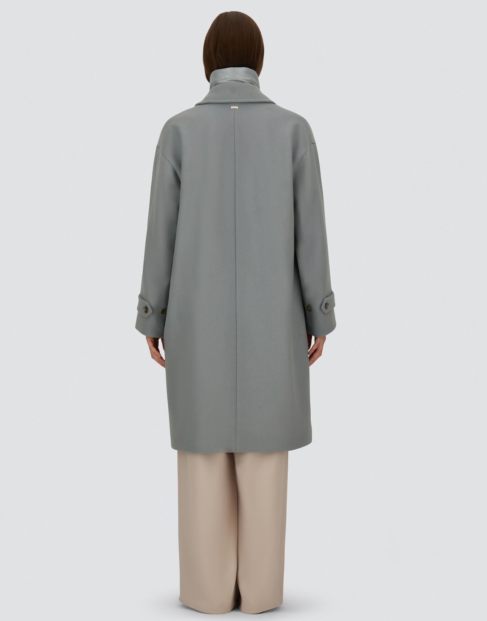 COAT IN VELOUR WOOL CLOTH AND NYLON ULTRALIGHT