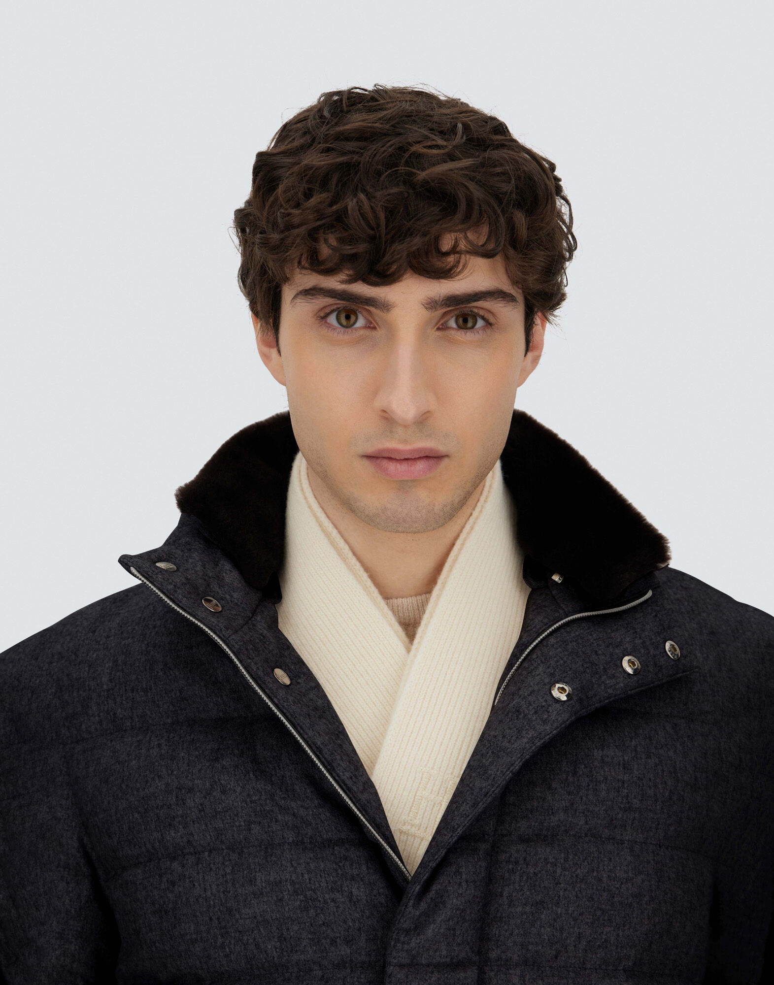 CARCOAT IN CASHMERE, SILK AND MONOGRAM